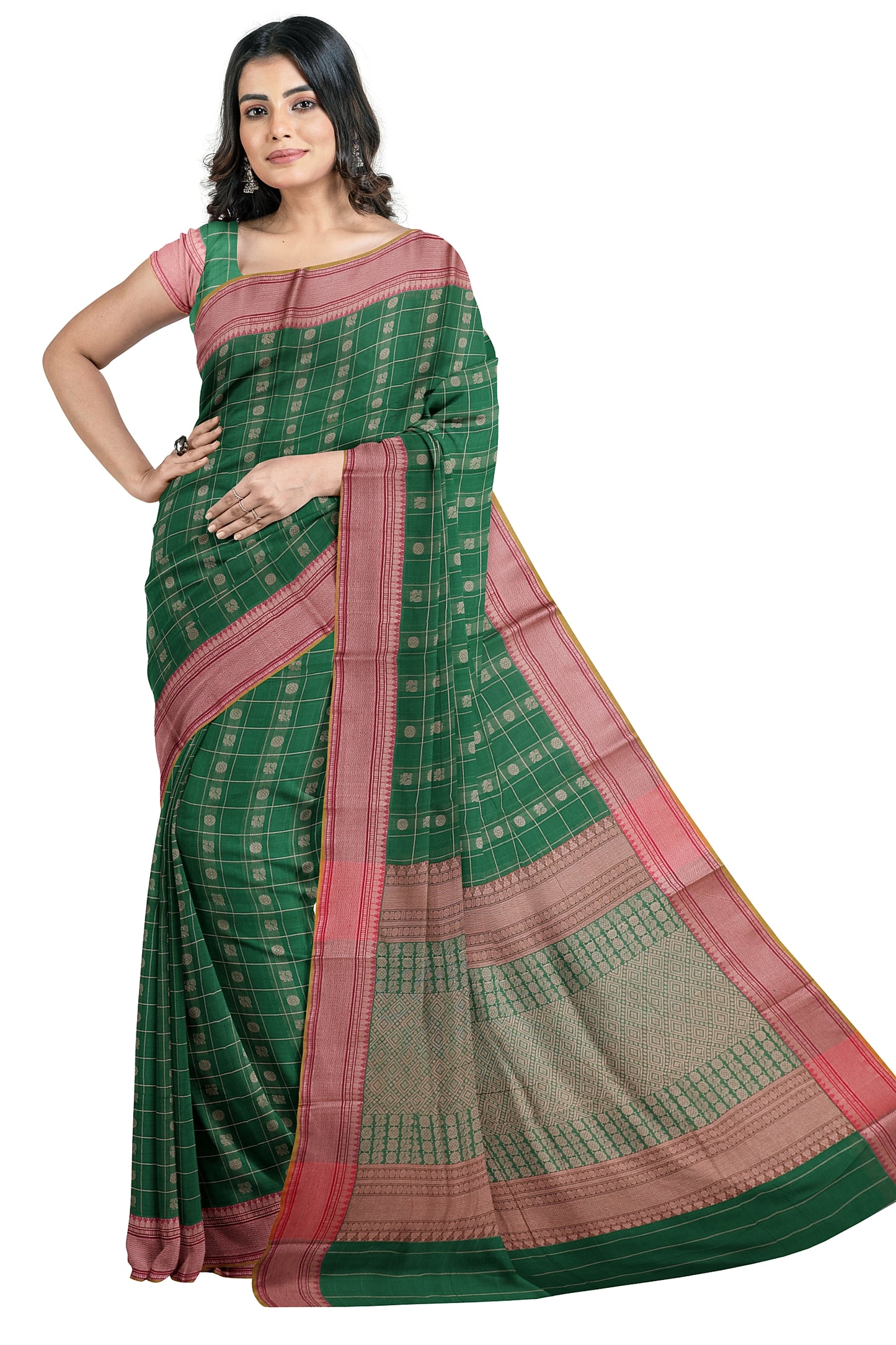 SENSAN Women’s Kanchi Cotton Saree with Blouse Piece [SKU:754]