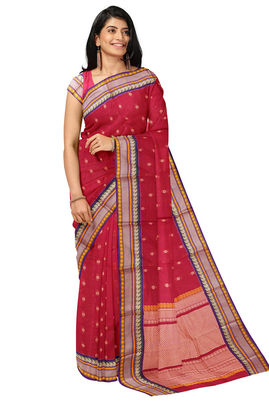 SENSAN Women’s  Kanchi Cotton Saree with Blouse Piece [SKU:805]