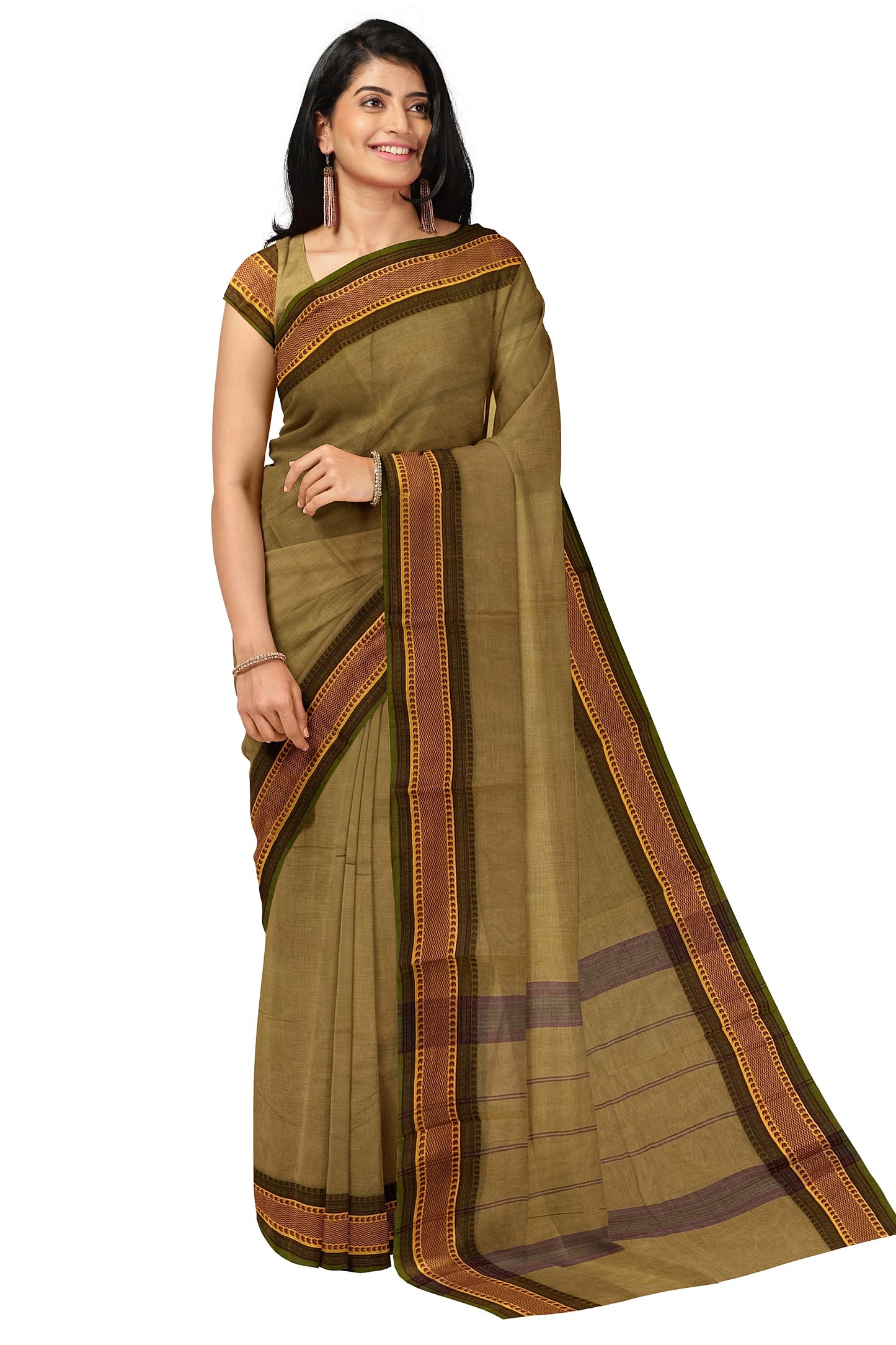 SENSAN Women’s  Kanchi Cotton Saree with Blouse Piece [SKU:780]