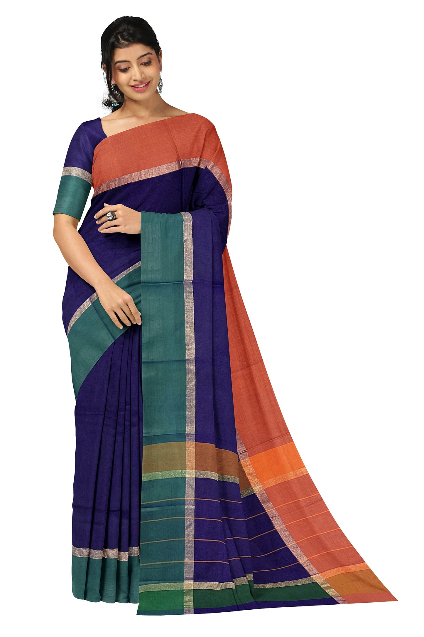 SENSAN Women’s Handloom Kanchi Cotton Saree with Blouse Piece [SKU:430]