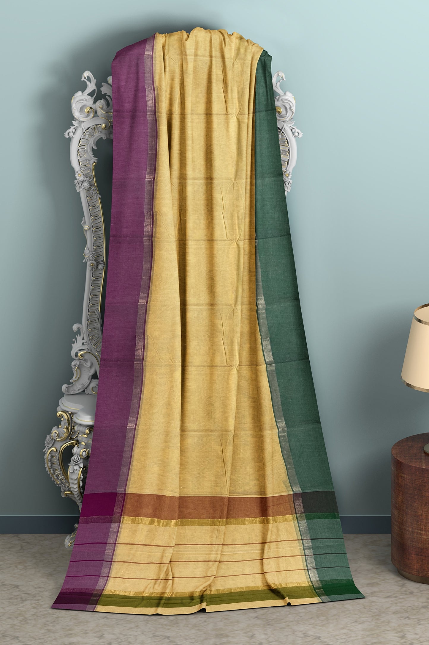 SENSAN Women’s Handloom Kanchi Cotton Saree with Blouse Piece [SKU:430]
