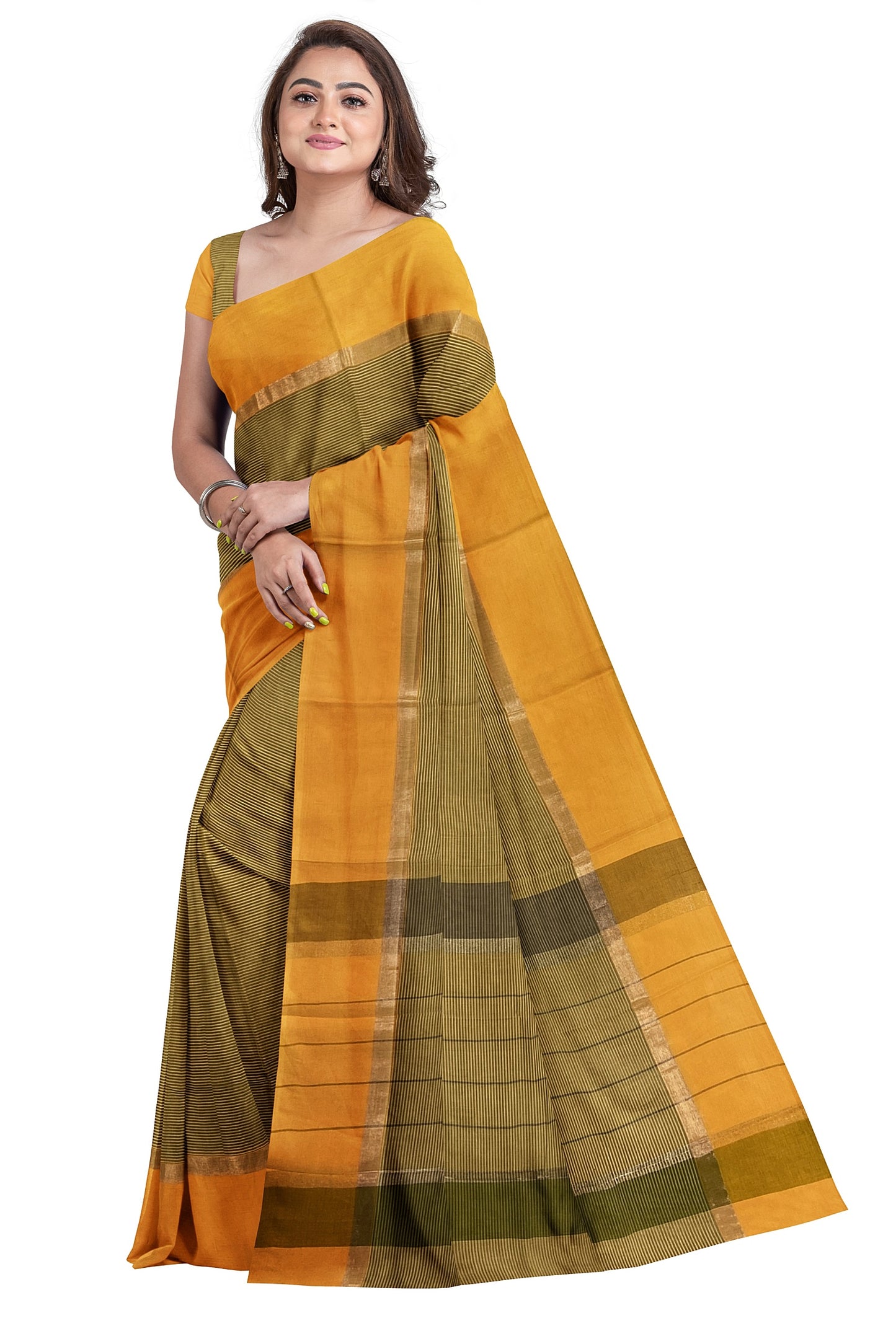 SENSAN Women’s  Kanchi Cotton Saree with Blouse Piece [SKU:440]