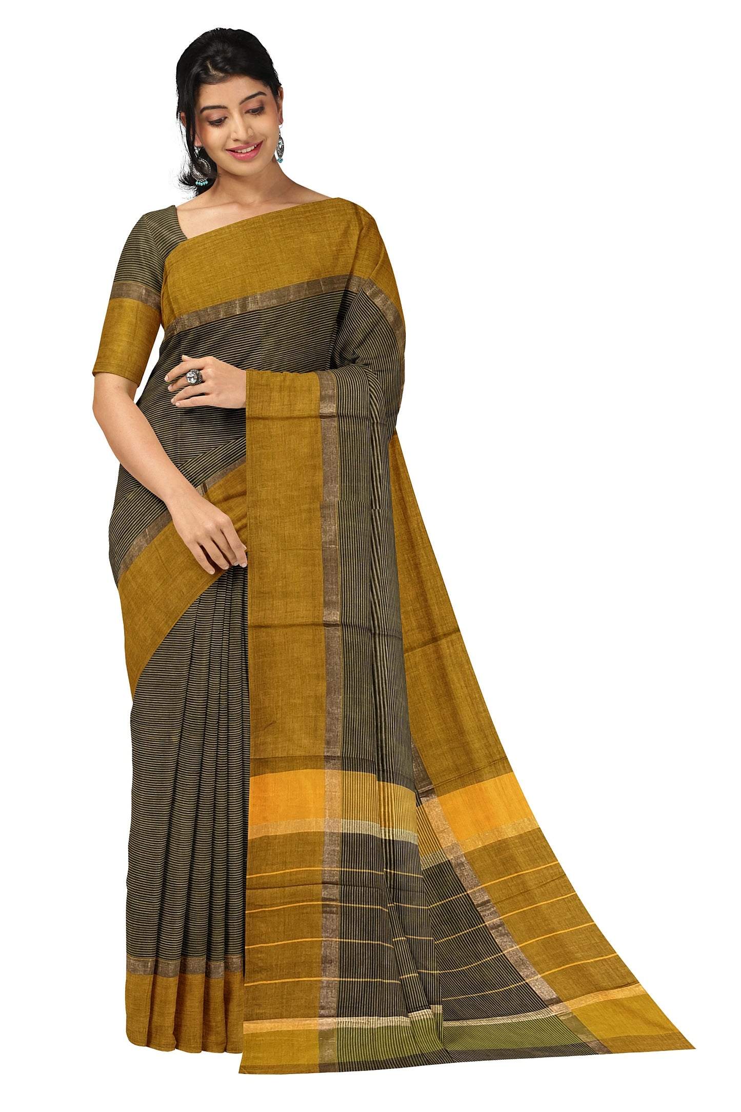 SENSAN Women’s  Kanchi Cotton Saree with Blouse Piece [SKU:440]
