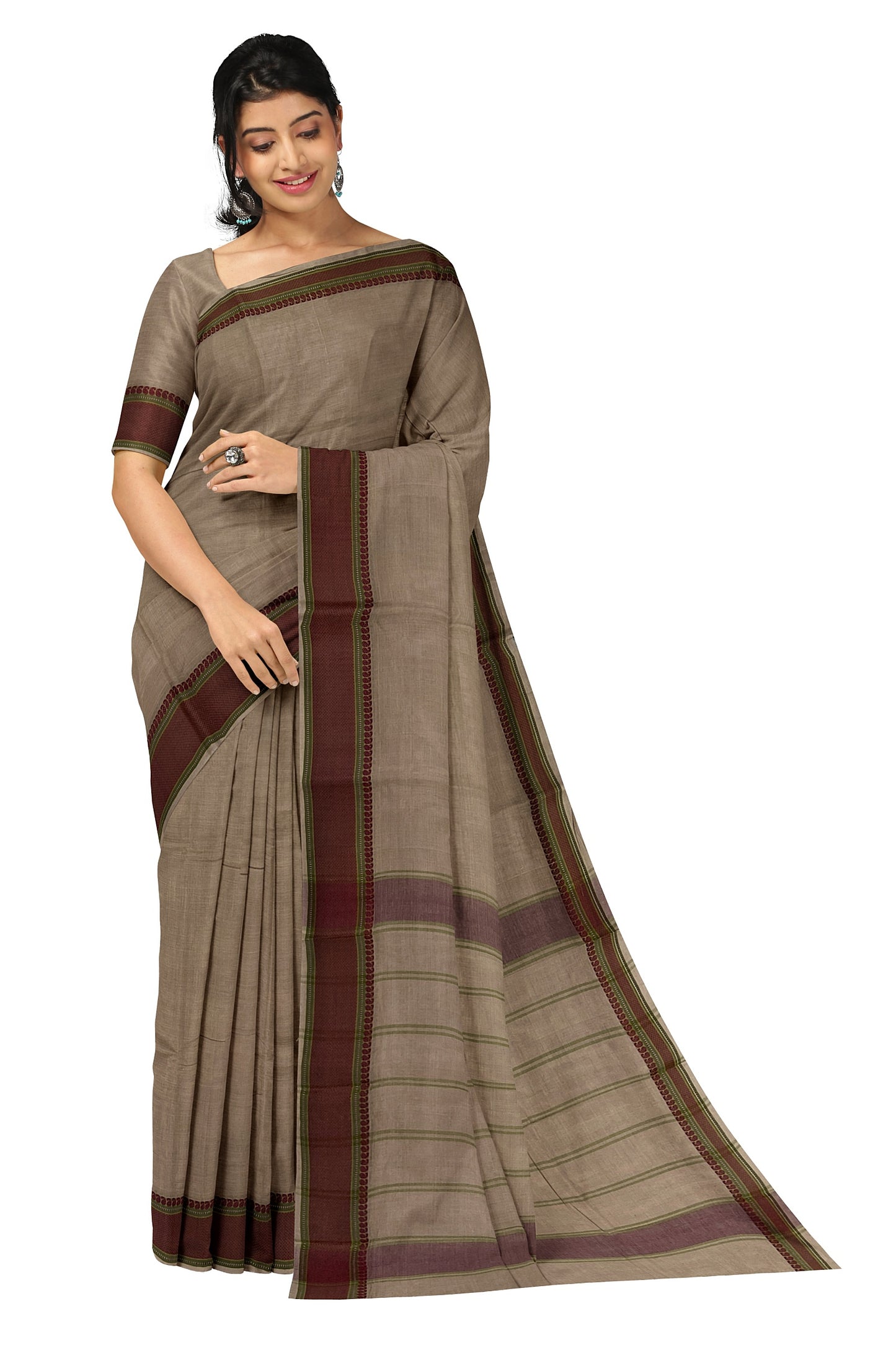 SENSAN Women’s Handloom Kanchi Cotton Saree with Blouse Piece [SKU:520]