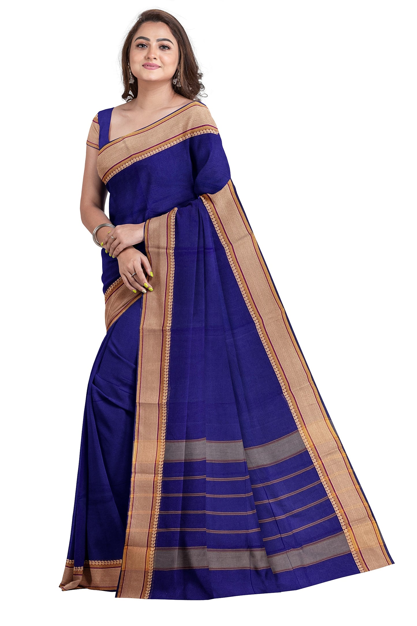 SENSAN Women’s Handloom Kanchi Cotton Saree with Blouse Piece [SKU:520]
