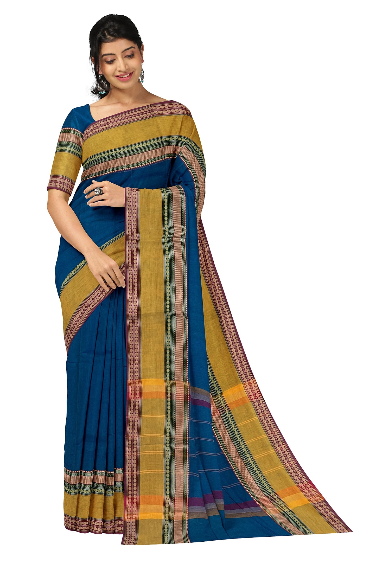 SENSAN Women’s Kanchi Cotton Saree with Blouse Piece [SKU:667]