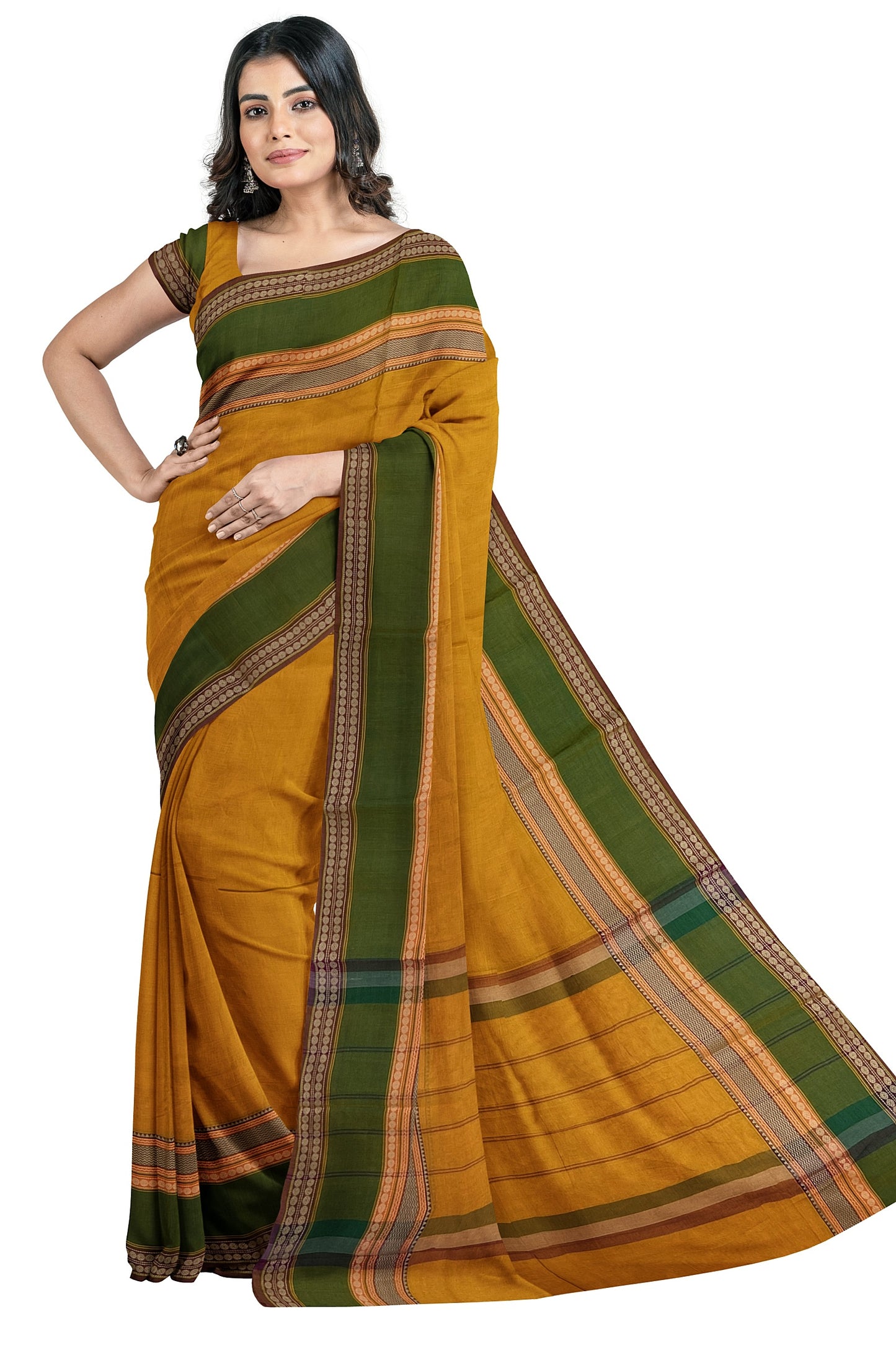 SENSAN Women’s Kanchi Cotton Saree with Blouse Piece [SKU:667]