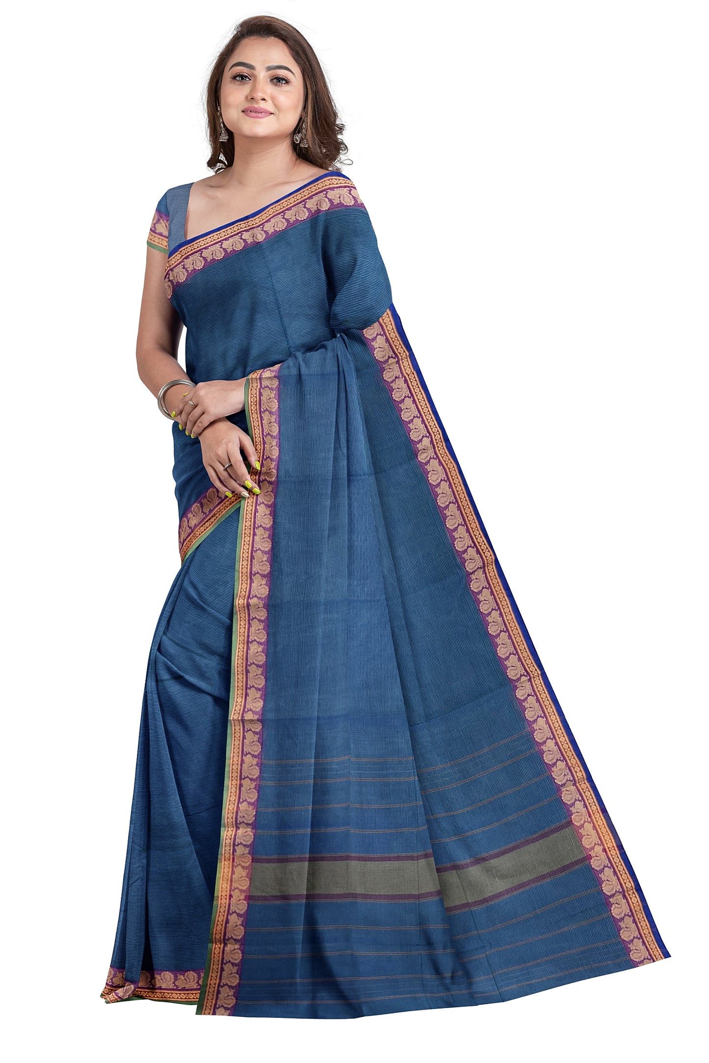 SENSAN Women’s  Kanchi Cotton Saree with Blouse Piece [SKU:739.3]