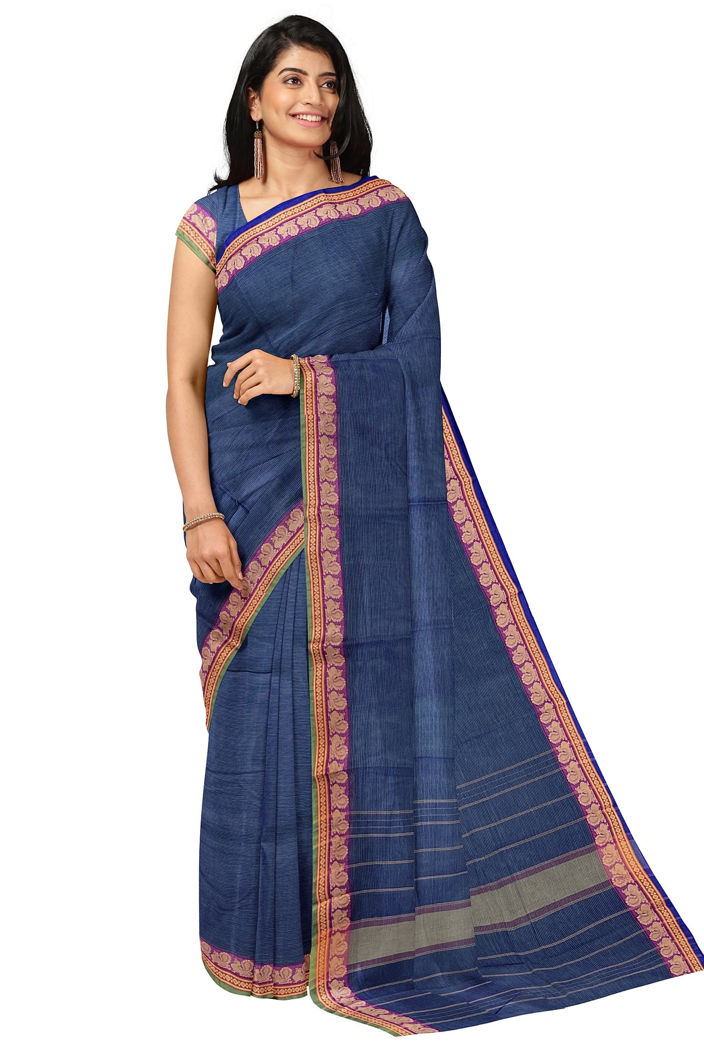 SENSAN Women’s  Kanchi Cotton Saree with Blouse Piece [SKU:739.3]