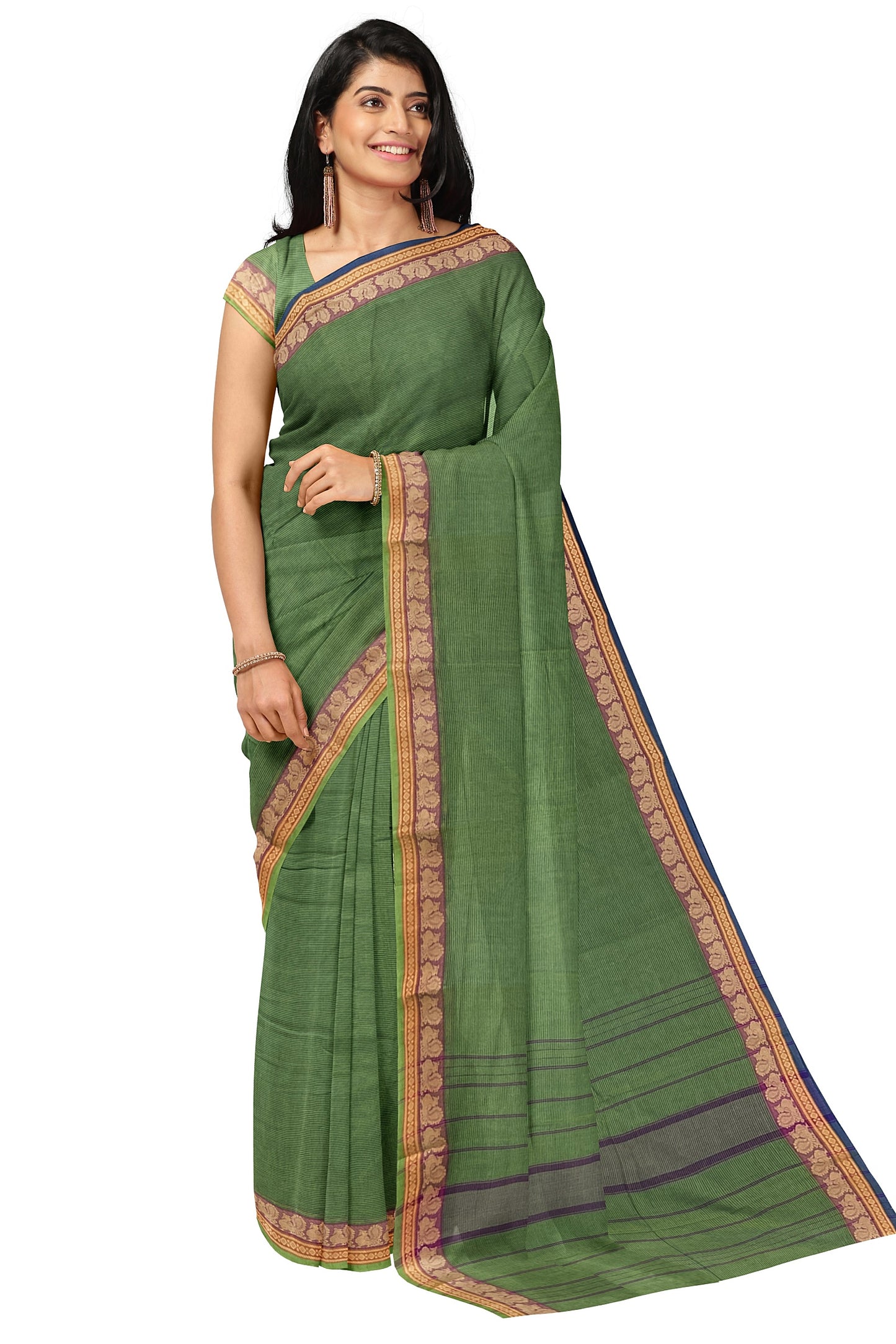 SENSAN Women’s  Kanchi Cotton Saree with Blouse Piece [SKU:739.3]
