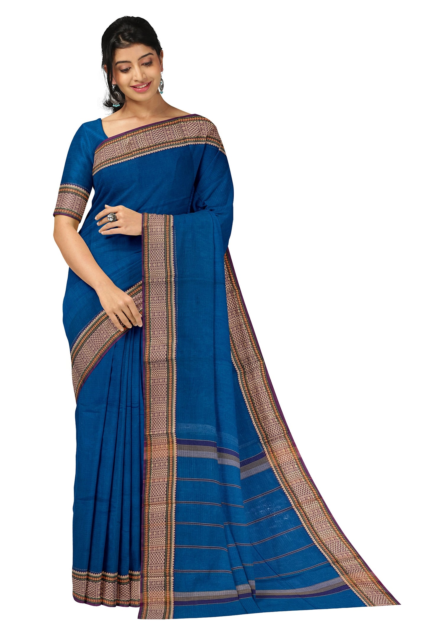 SENSAN Women’s  Kanchi Cotton Saree with Blouse Piece [SKU:741]