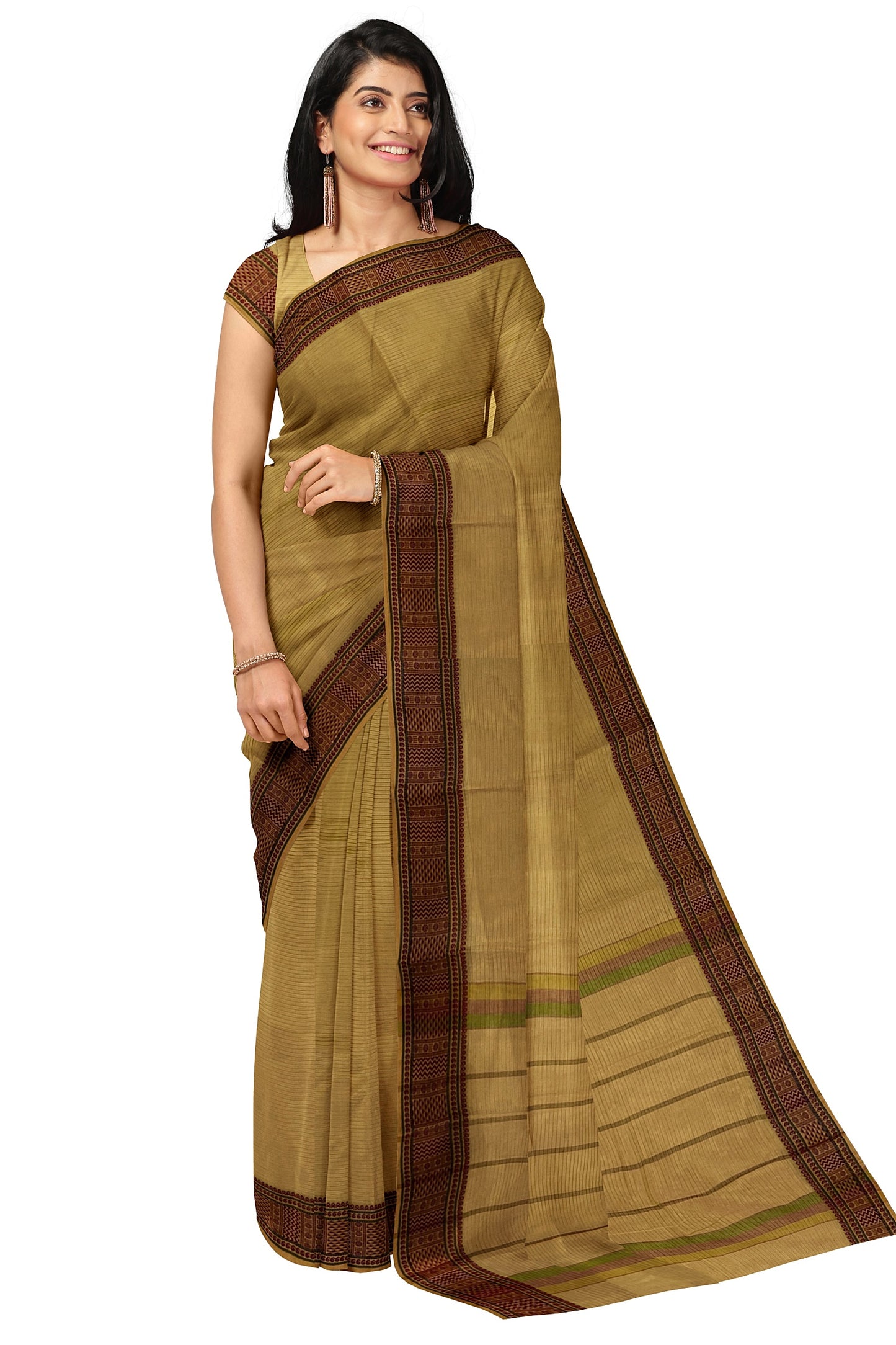 SENSAN Women’s  Kanchi Cotton Saree with Blouse Piece [SKU:741]