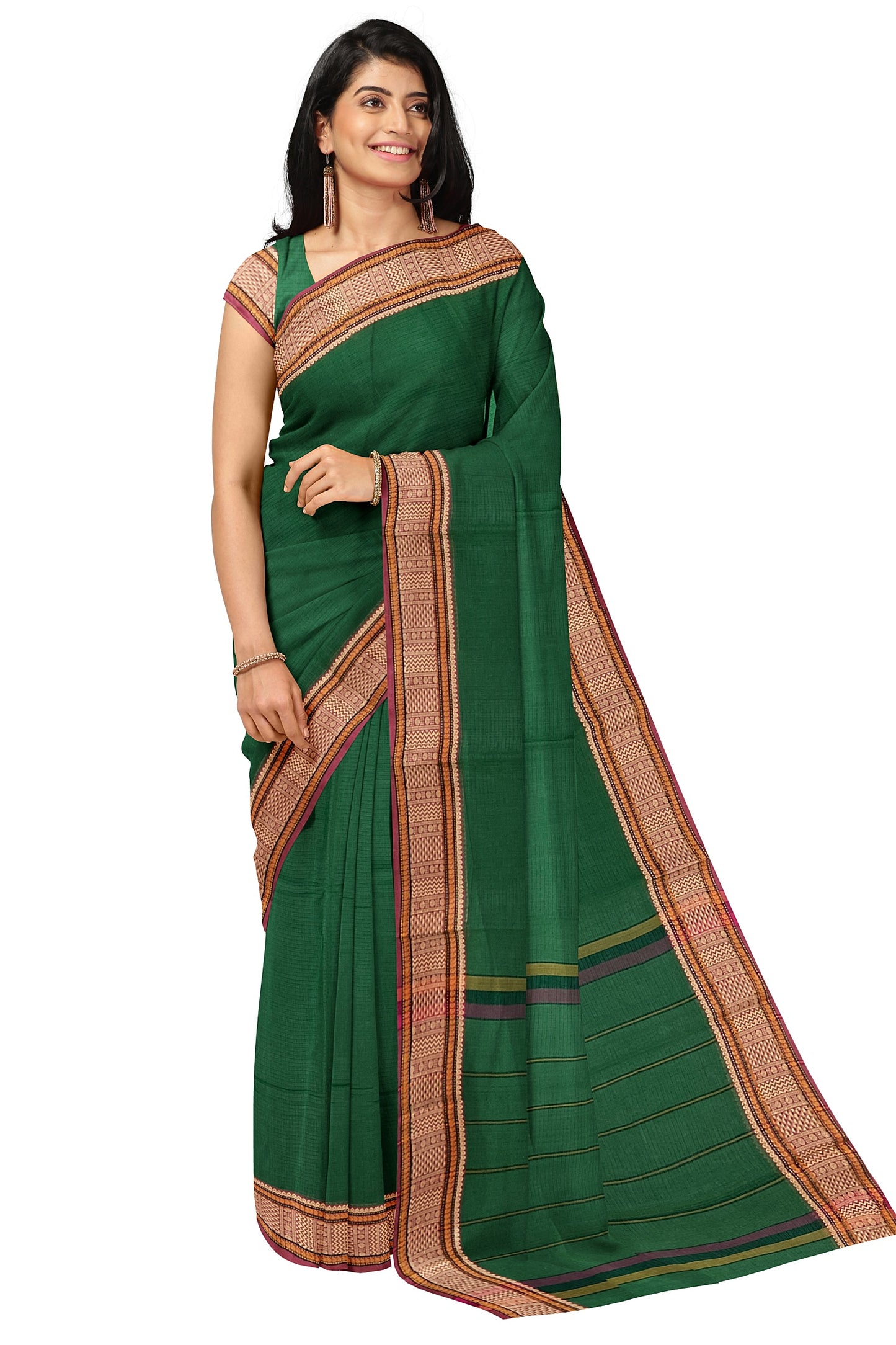 SENSAN Women’s  Kanchi Cotton Saree with Blouse Piece [SKU:741]