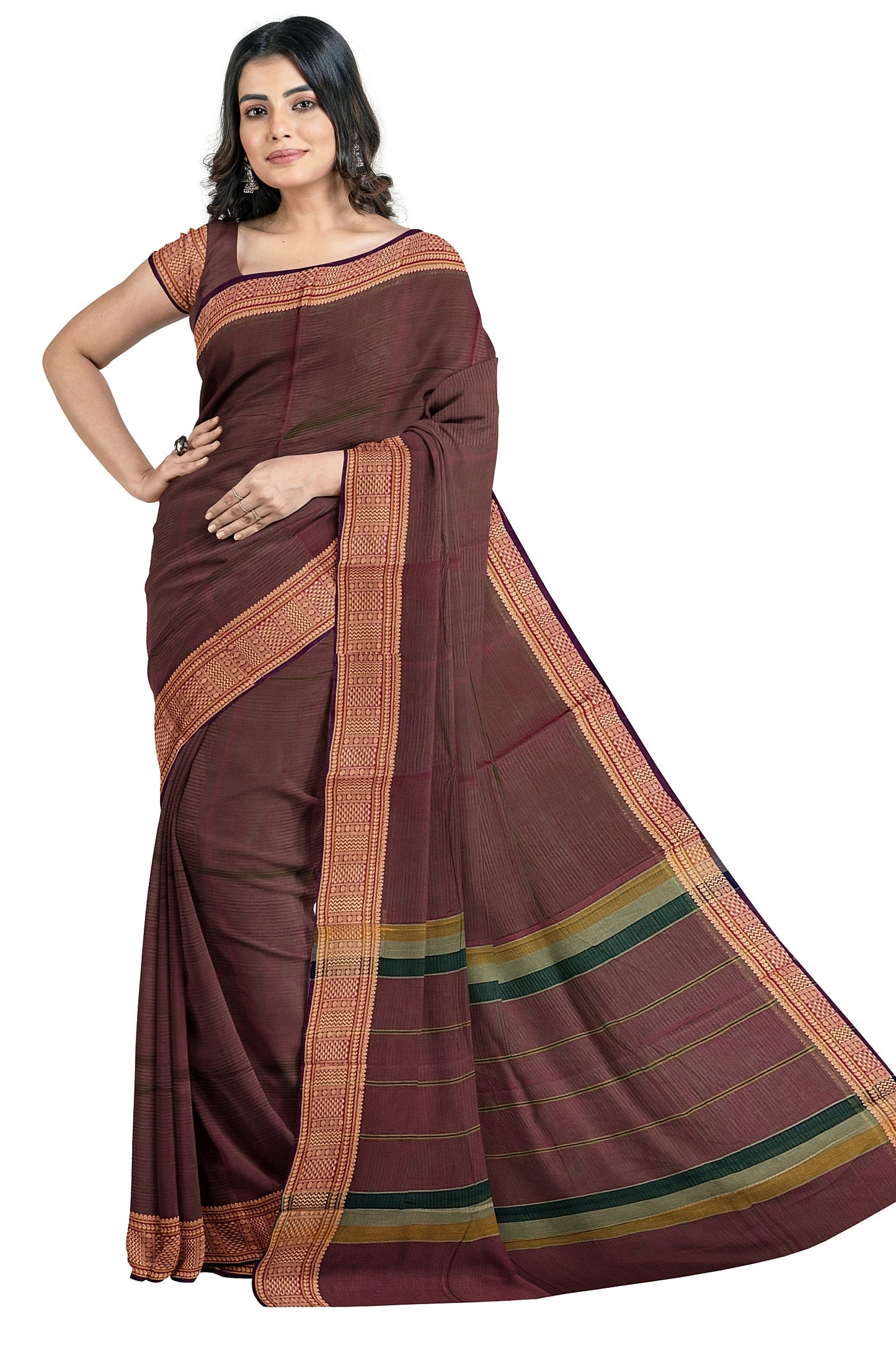 SENSAN Women’s  Kanchi Cotton Saree with Blouse Piece [SKU:741]