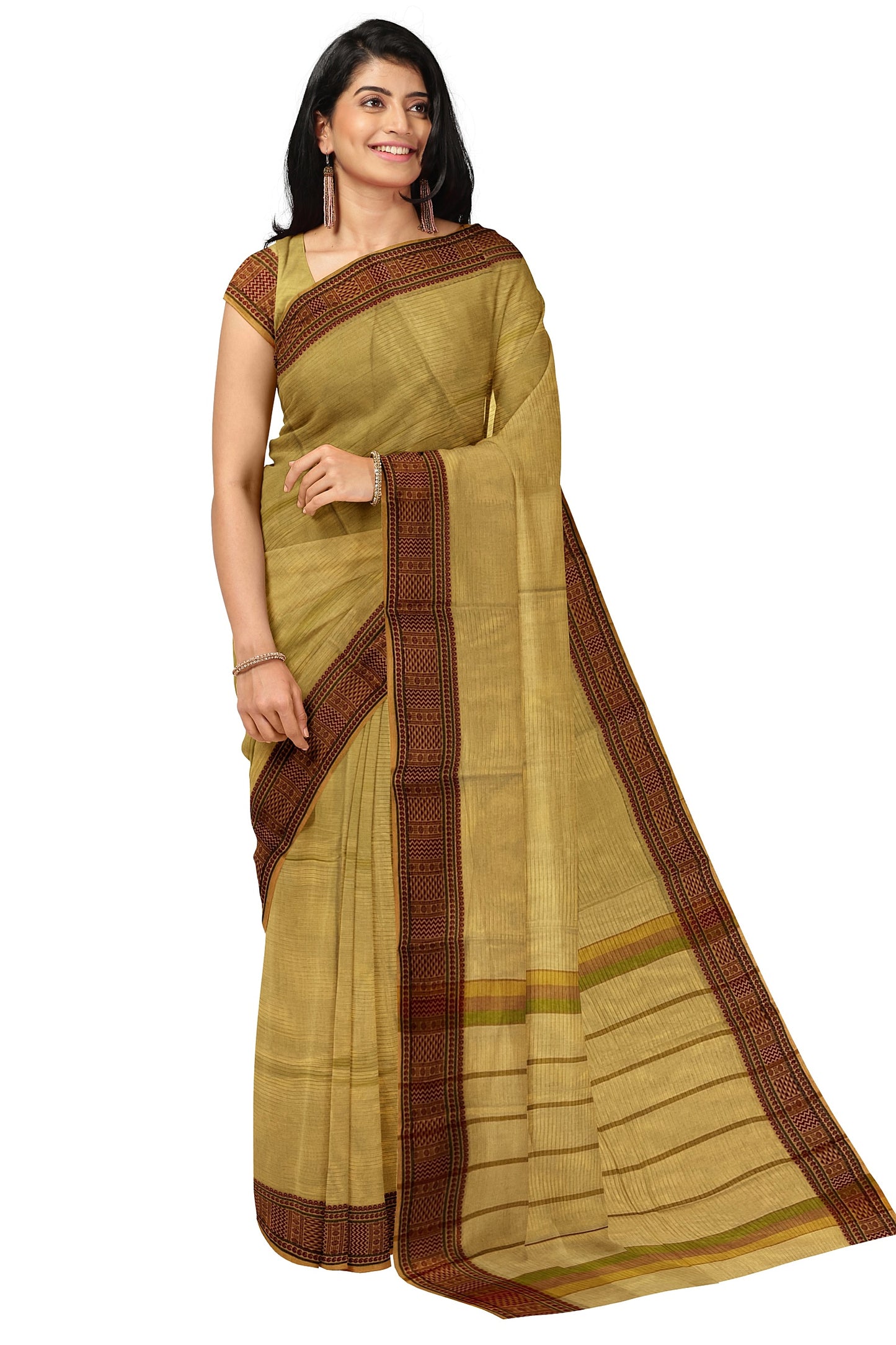 SENSAN Women’s  Kanchi Cotton Saree with Blouse Piece [SKU:741]