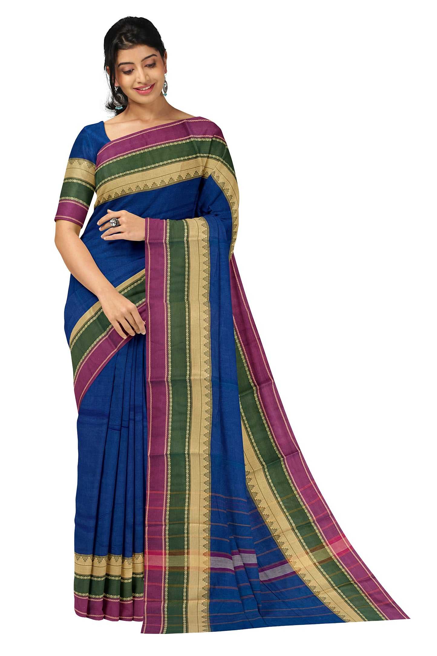 SENSAN Women’s Kanchi Cotton Saree with Blouse Piece [SKU:752]