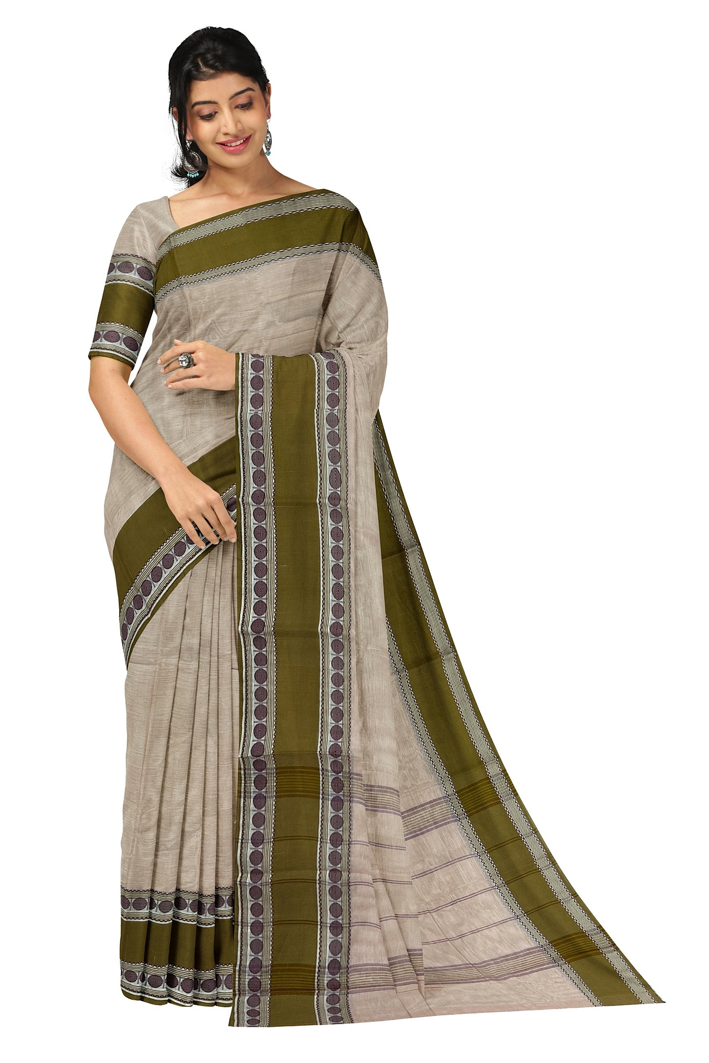 SENSAN Women’s Kanchi Cotton Saree with Blouse Piece [SKU:772]