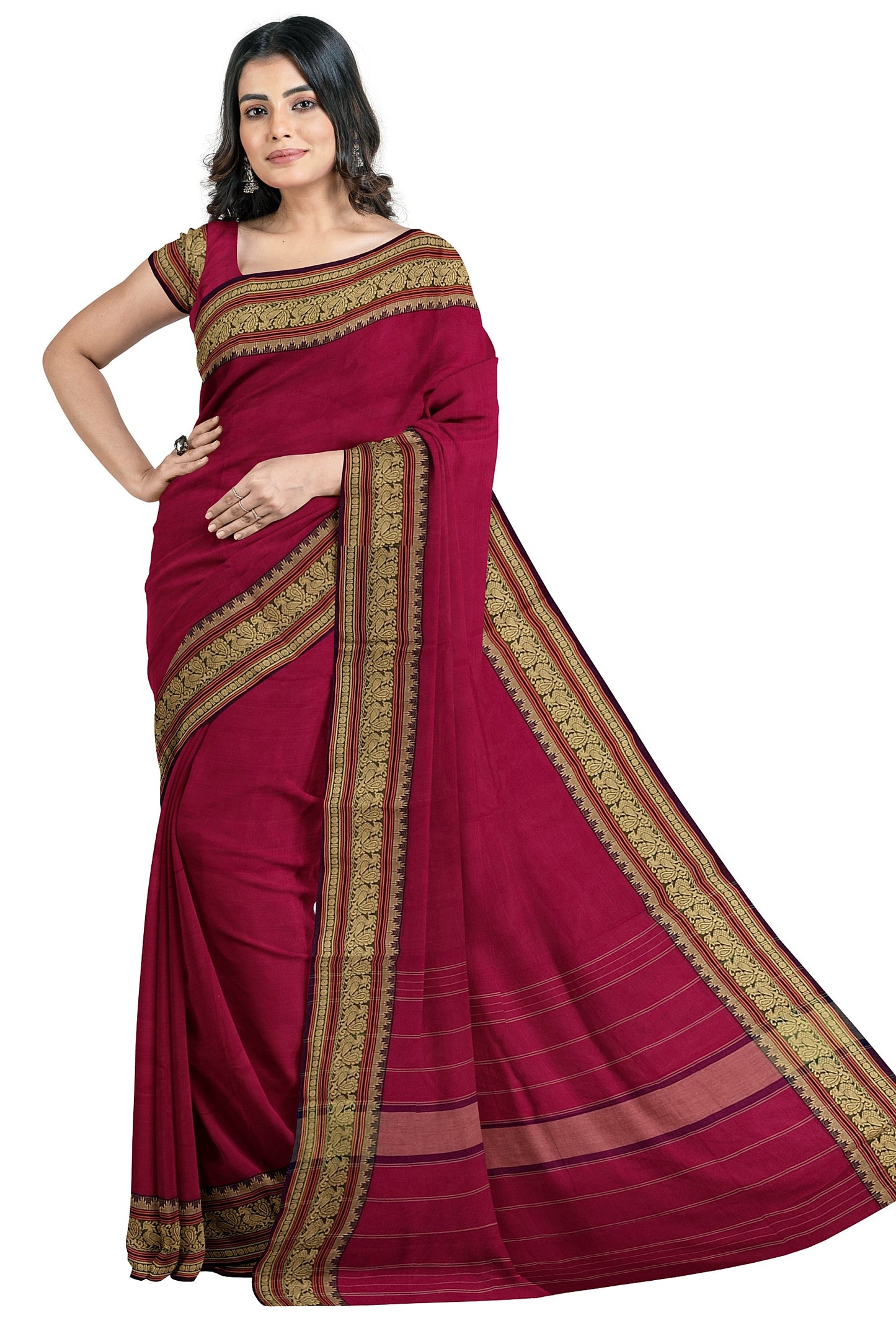 SENSAN Women’s  Kanchi Cotton Saree with Blouse Piece [SKU:779]