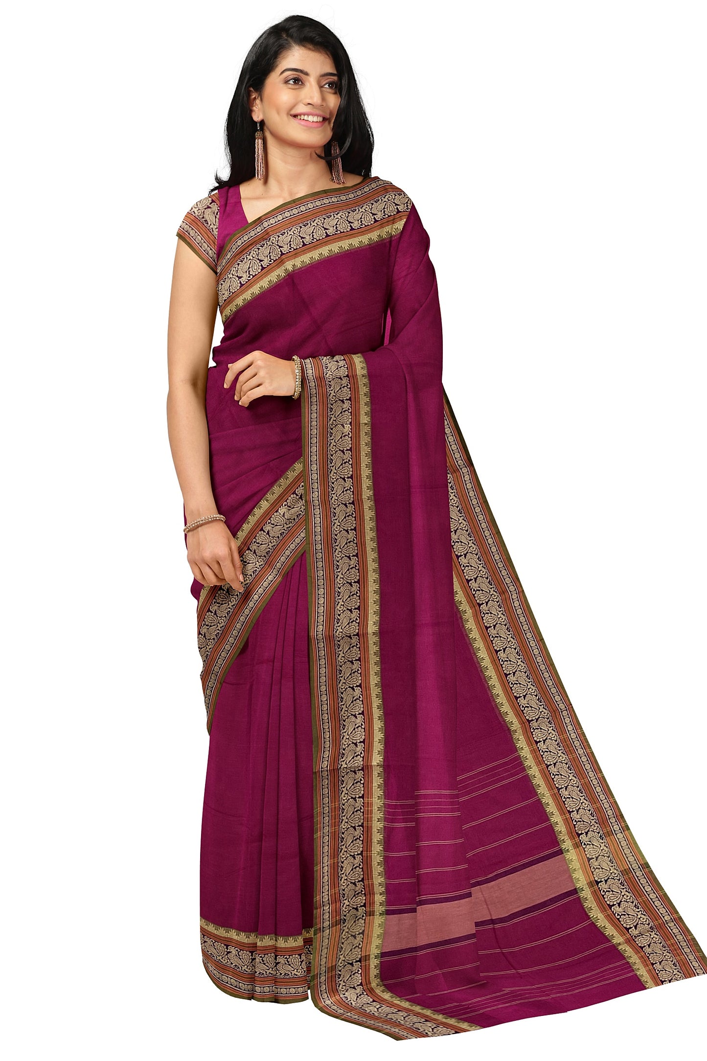 SENSAN Women’s  Kanchi Cotton Saree with Blouse Piece [SKU:779]