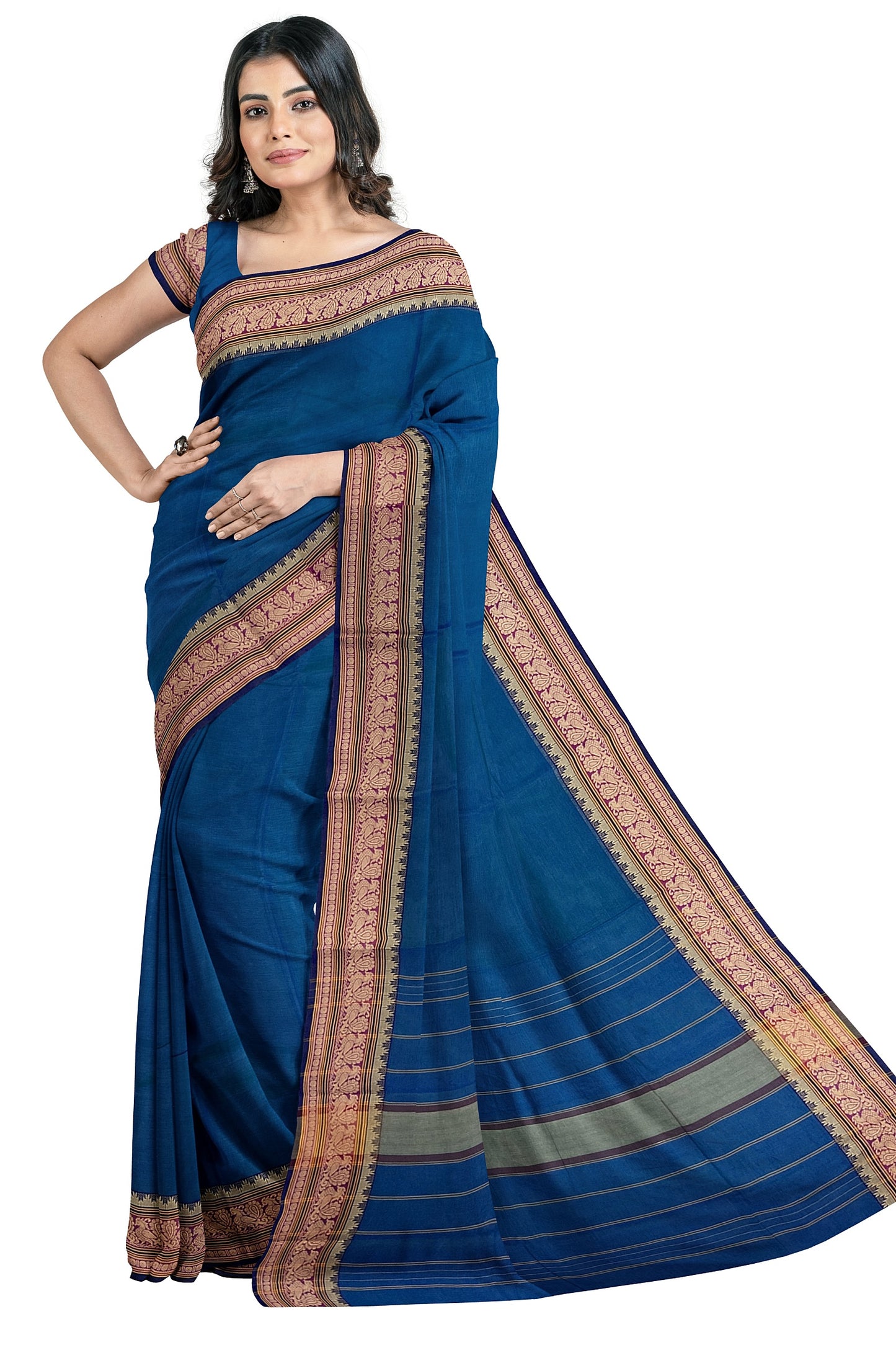 SENSAN Women’s  Kanchi Cotton Saree with Blouse Piece [SKU:779]