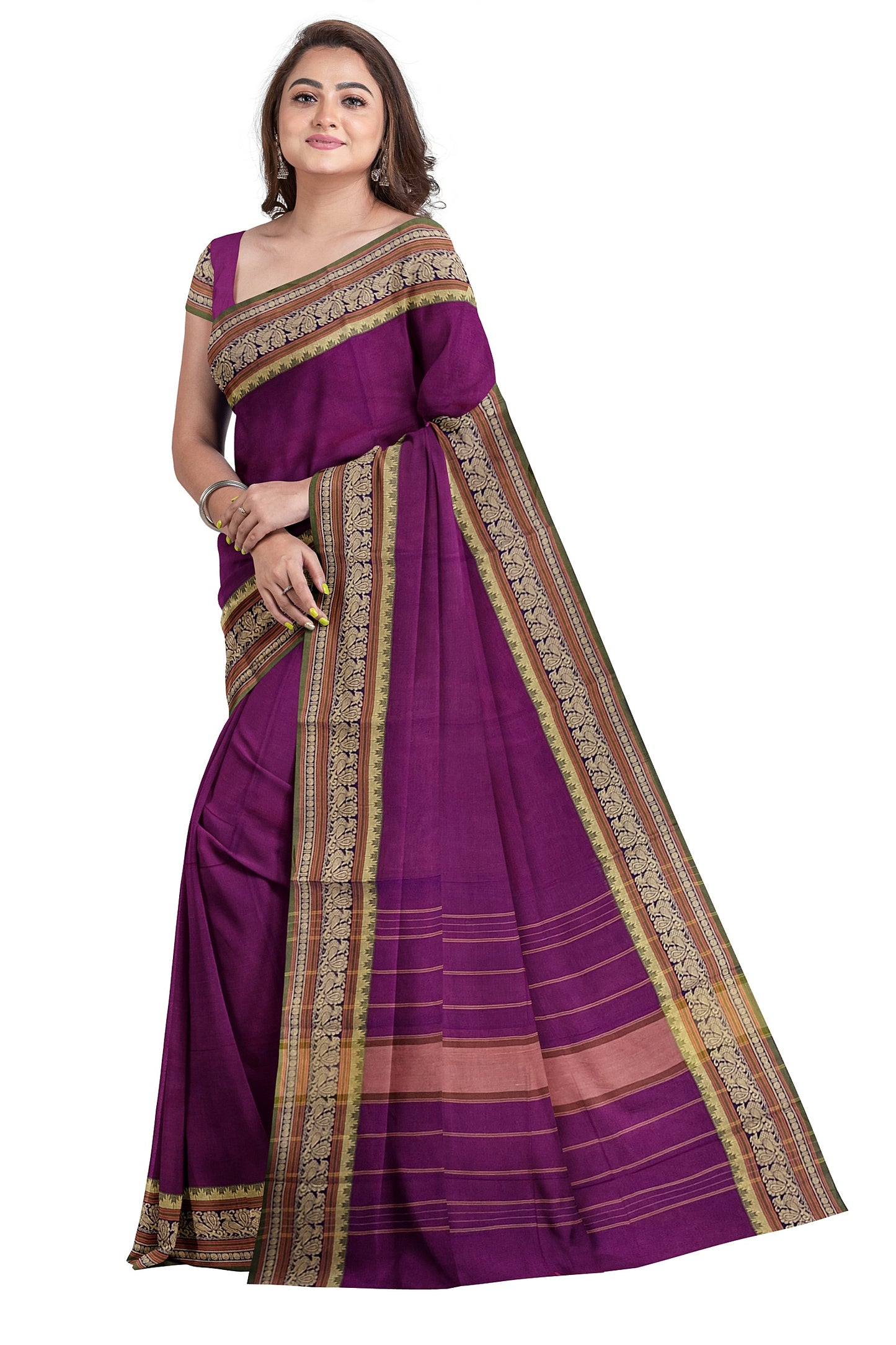 SENSAN Women’s  Kanchi Cotton Saree with Blouse Piece [SKU:779]