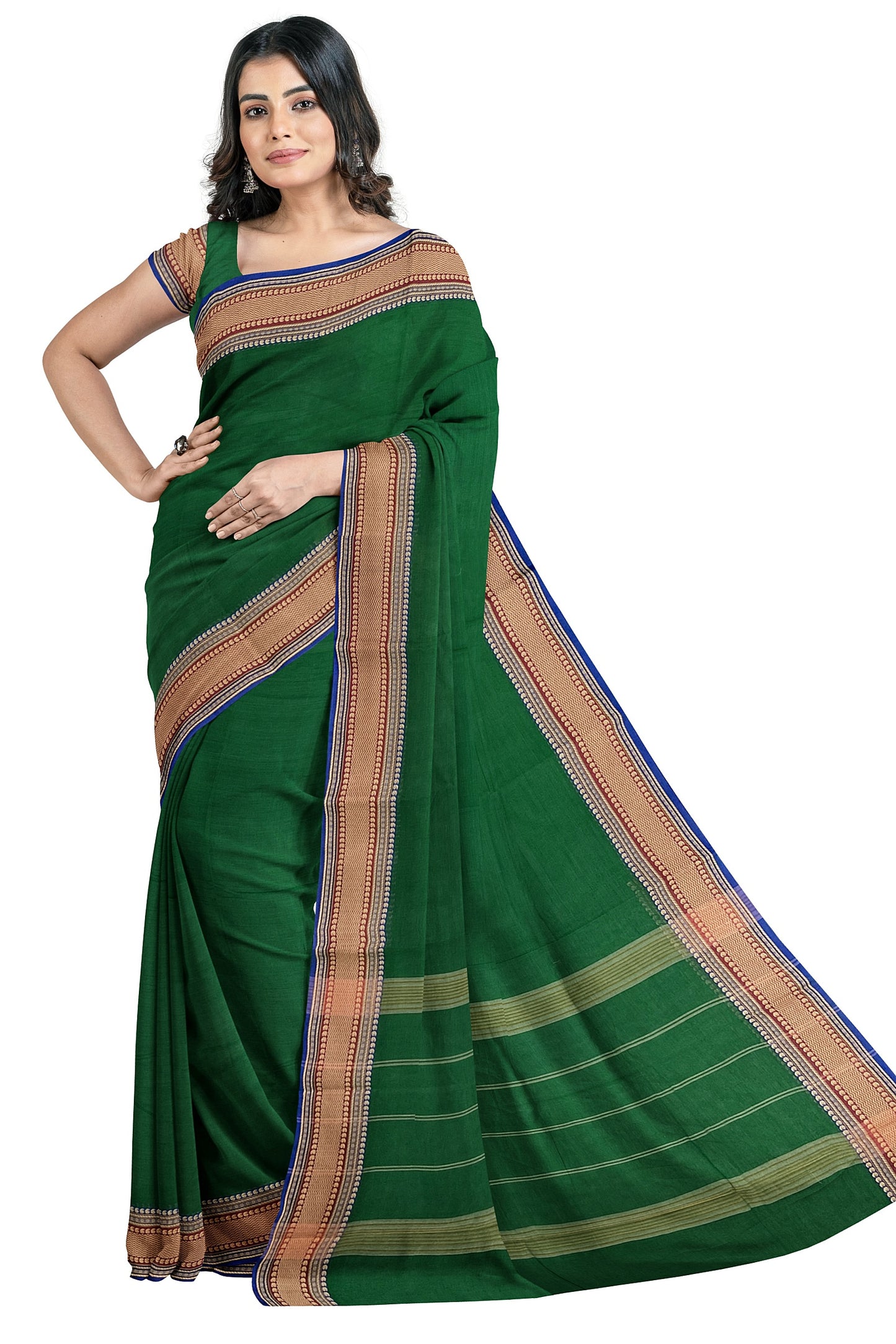 SENSAN Women’s  Kanchi Cotton Saree with Blouse Piece [SKU:780]