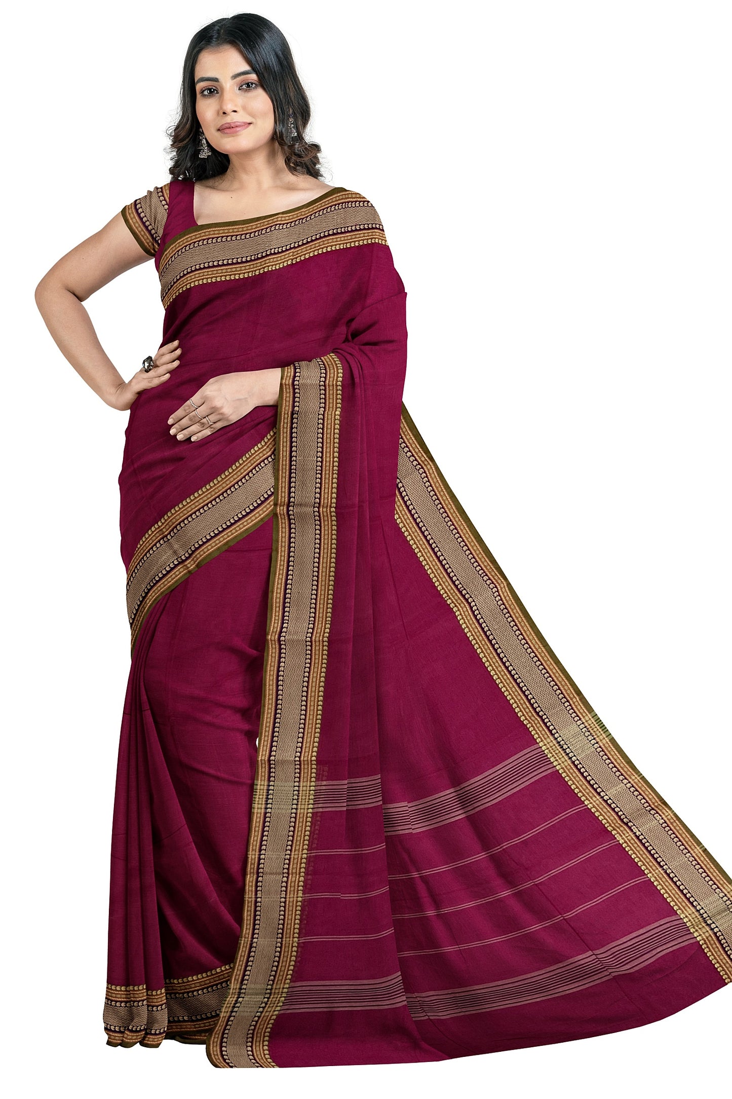 SENSAN Women’s  Kanchi Cotton Saree with Blouse Piece [SKU:780]