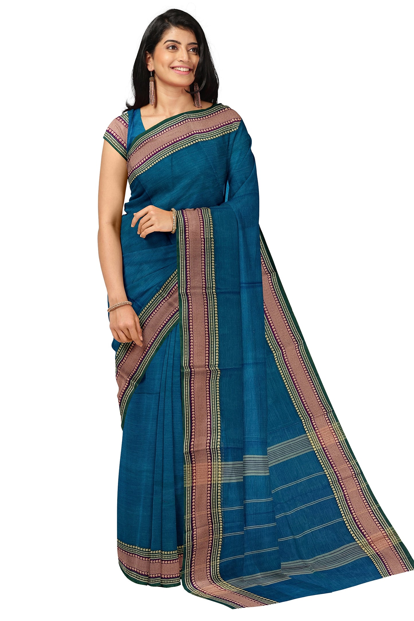 SENSAN Women’s  Kanchi Cotton Saree with Blouse Piece [SKU:780]
