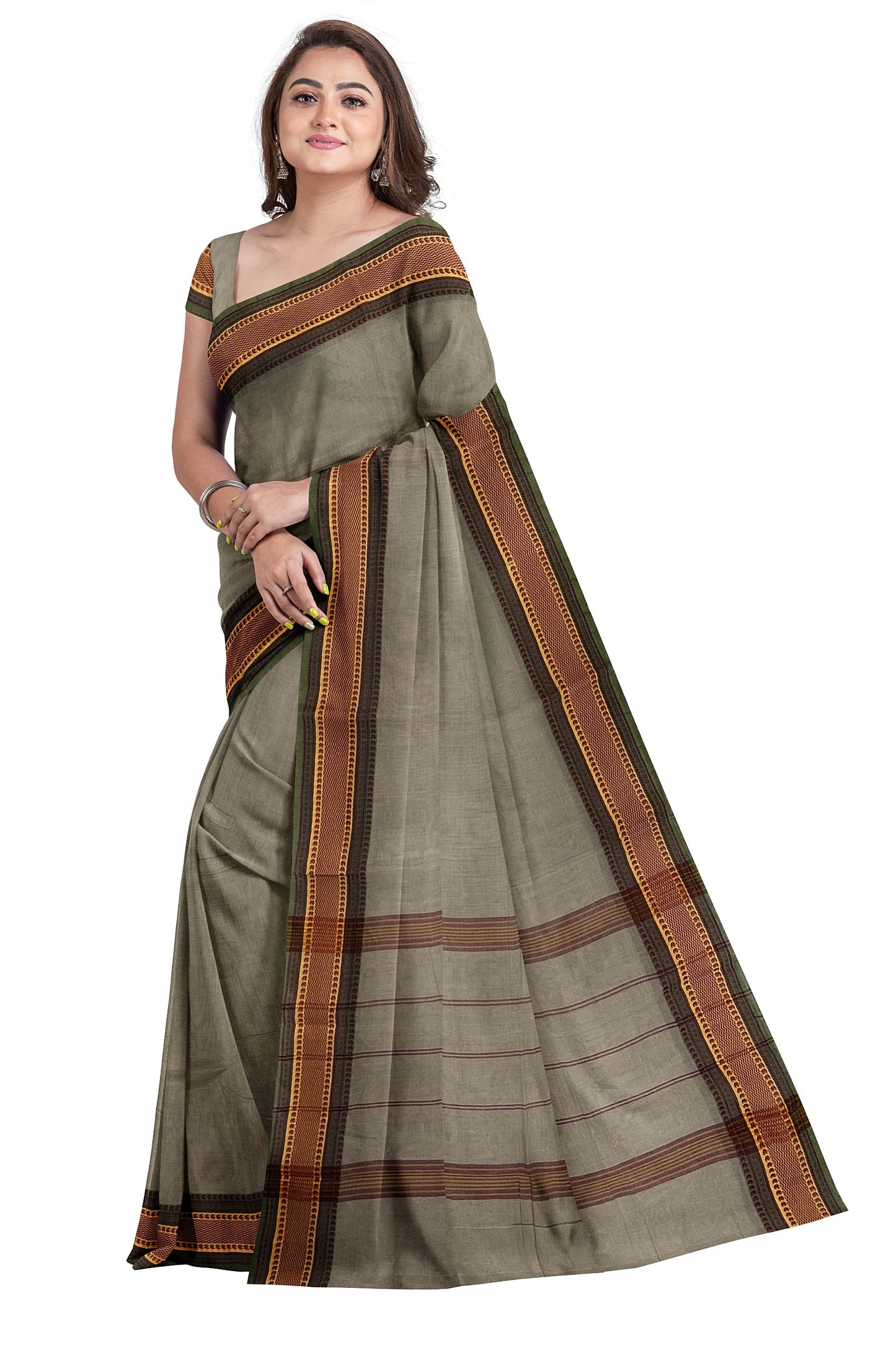 SENSAN Women’s  Kanchi Cotton Saree with Blouse Piece [SKU:780]