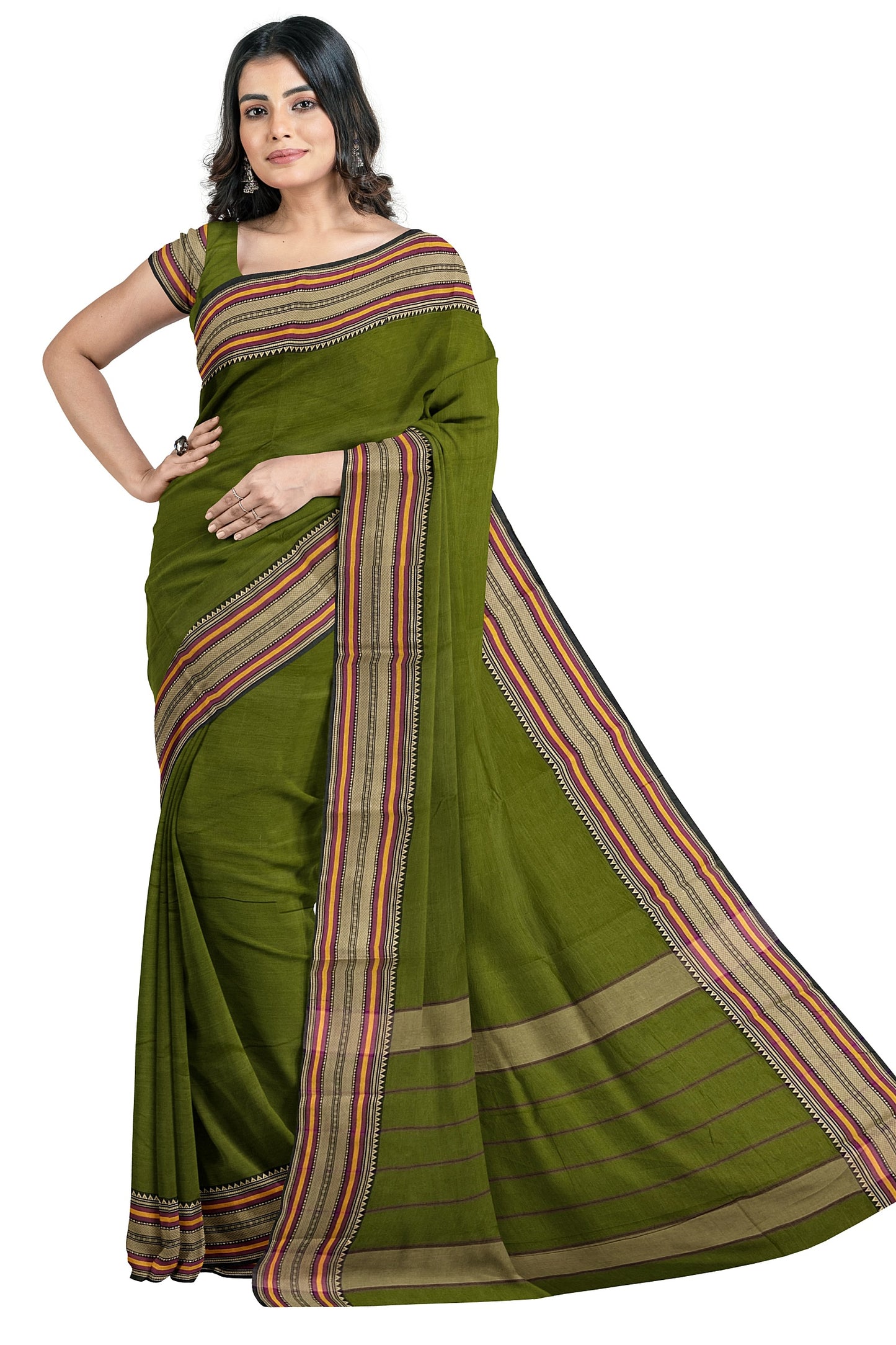 SENSAN Women’s Kanchi Cotton Saree with Blouse Piece [SKU:782]