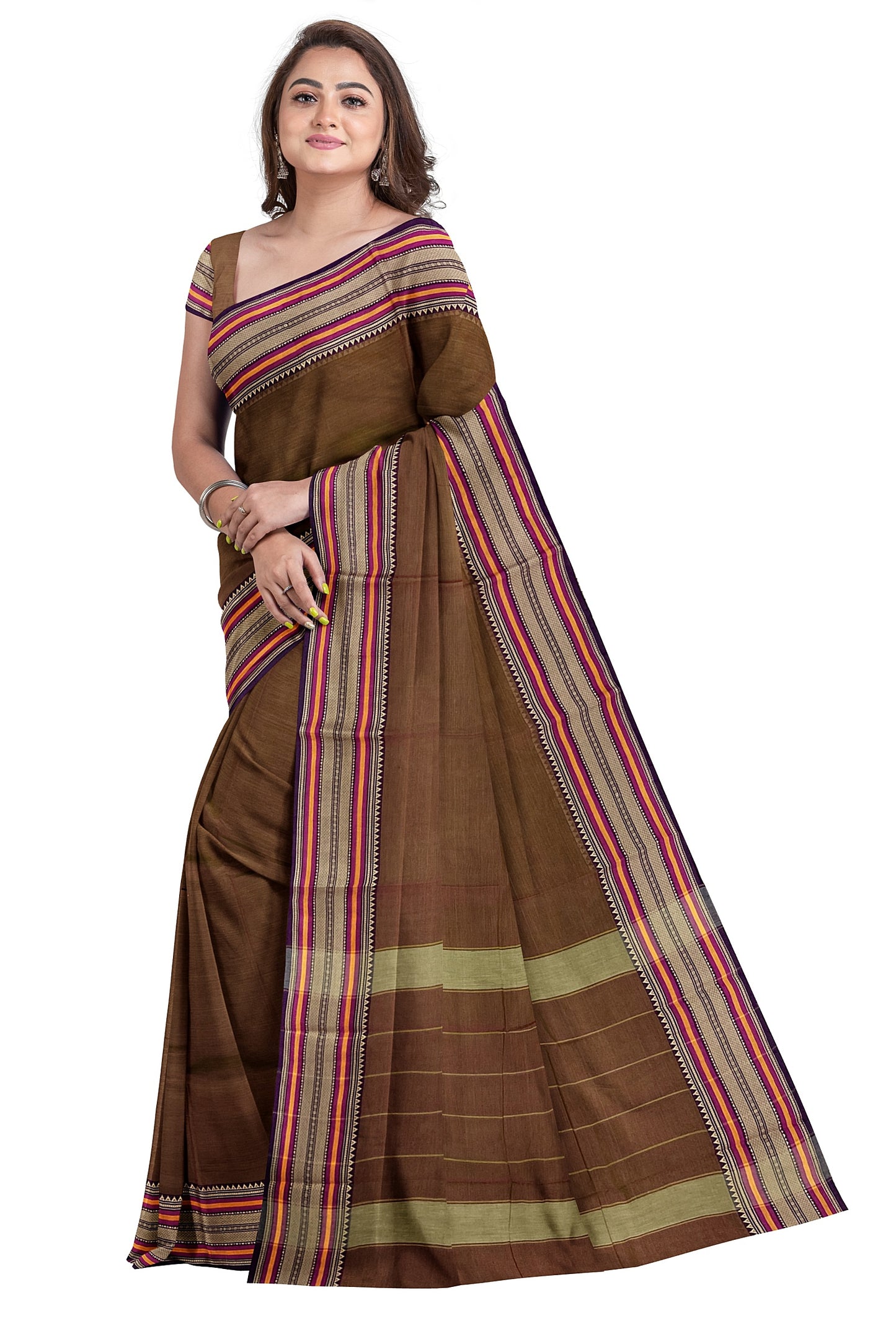 SENSAN Women’s Kanchi Cotton Saree with Blouse Piece [SKU:782]
