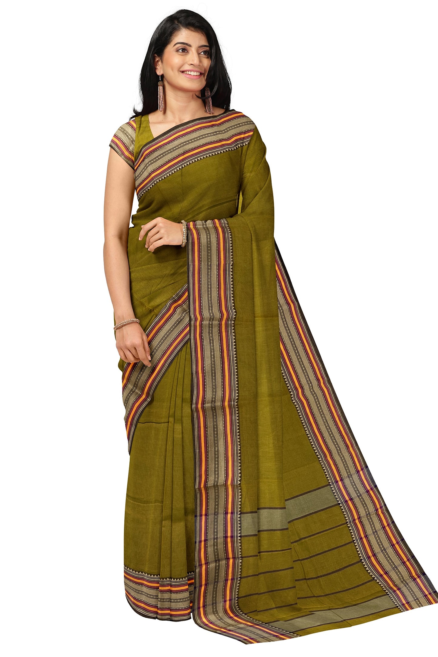 SENSAN Women’s Kanchi Cotton Saree with Blouse Piece [SKU:782]