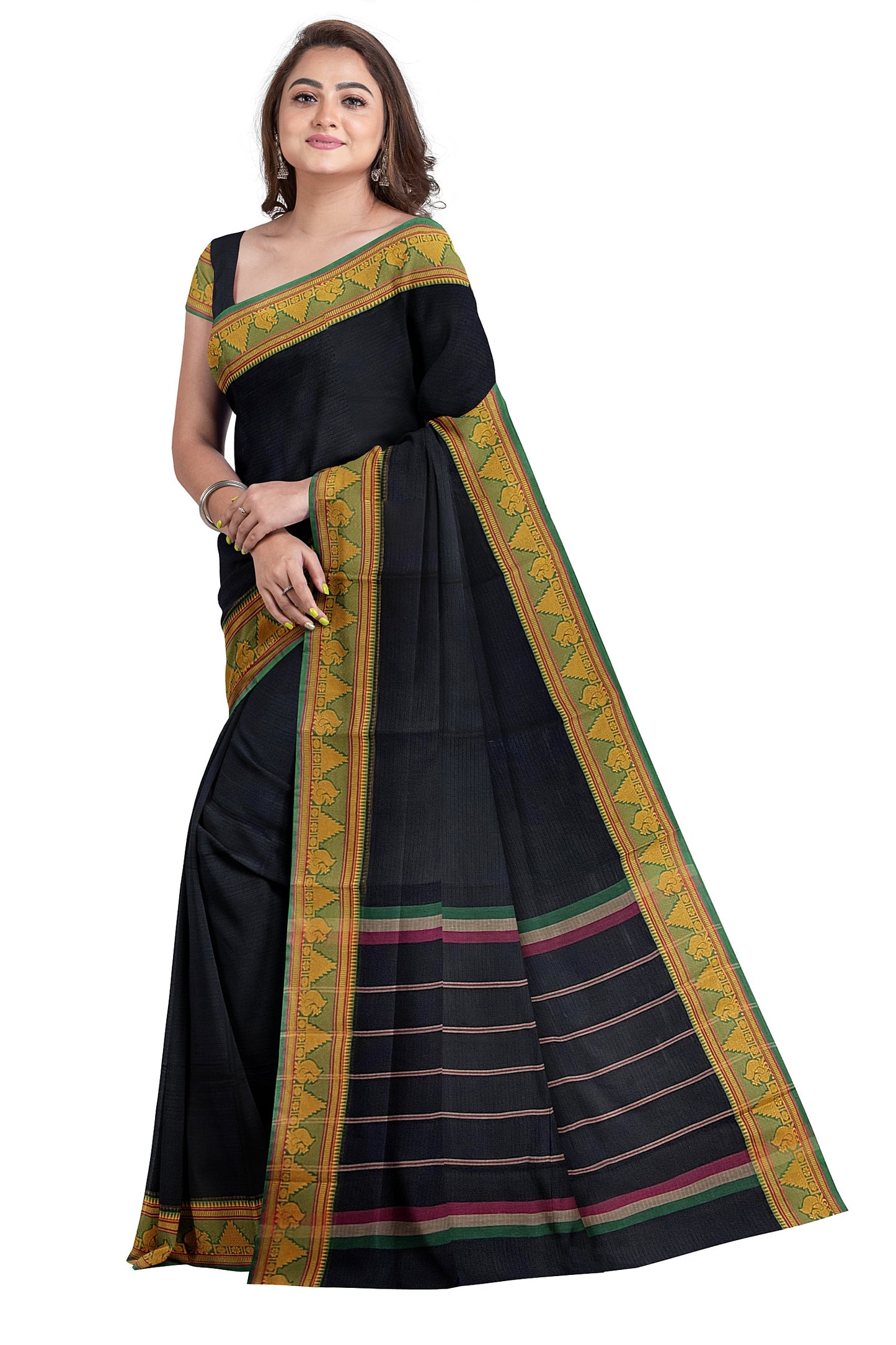 SENSAN Women’s  Kanchi Cotton Saree with Blouse Piece [SKU:784]