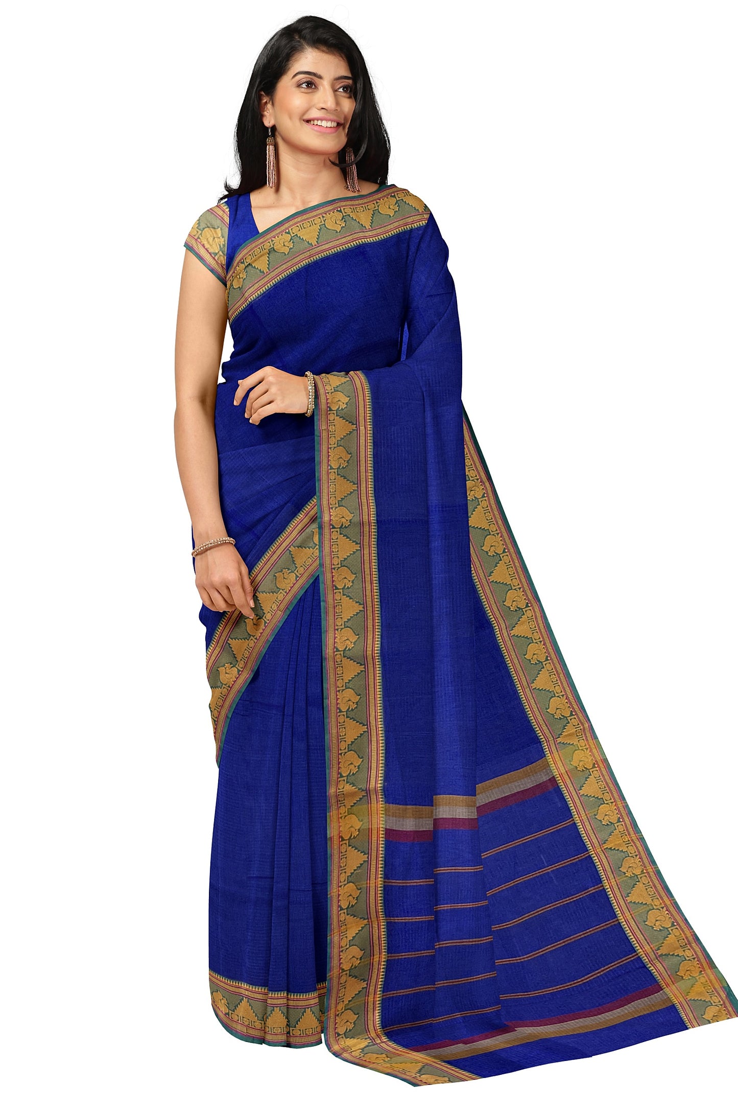 SENSAN Women’s  Kanchi Cotton Saree with Blouse Piece [SKU:784]