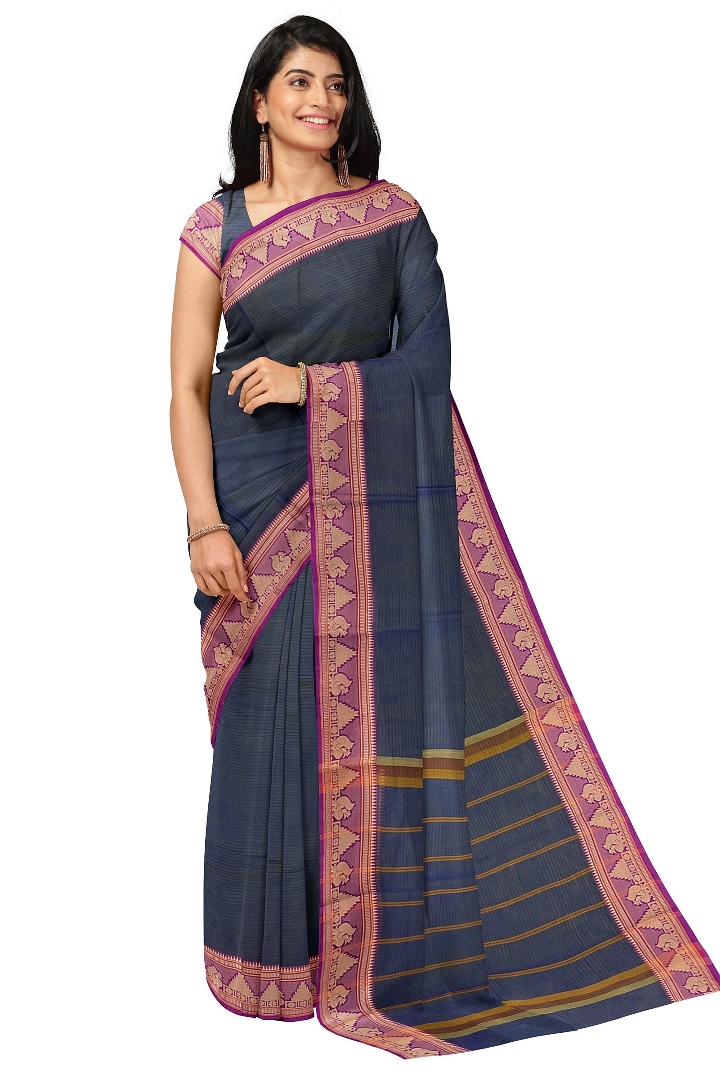 SENSAN Women’s  Kanchi Cotton Saree with Blouse Piece [SKU:784]