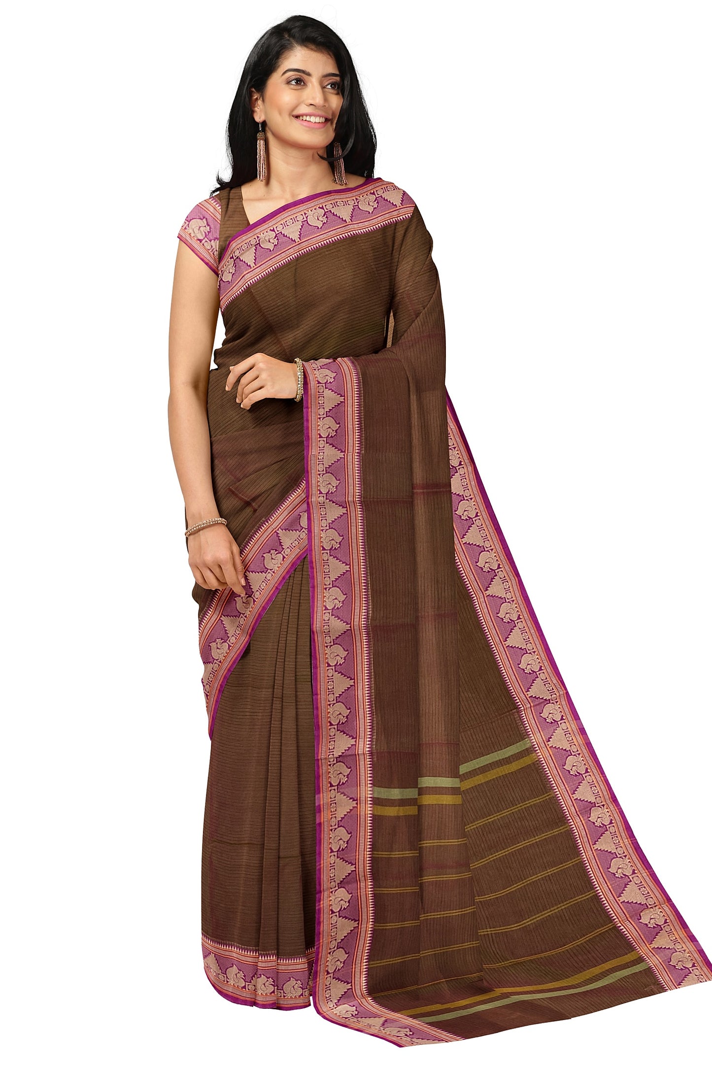 SENSAN Women’s  Kanchi Cotton Saree with Blouse Piece [SKU:784]