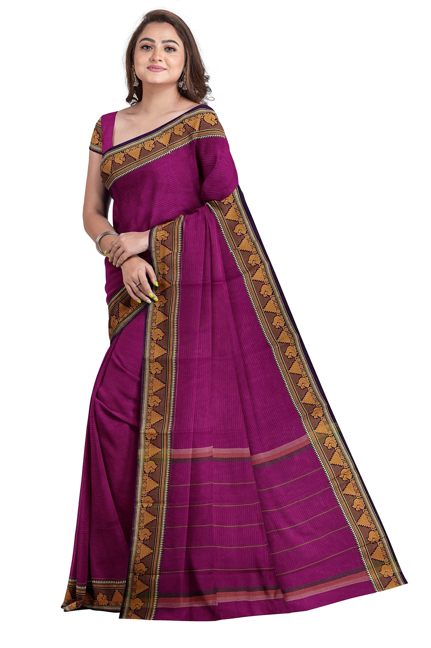 SENSAN Women’s  Kanchi Cotton Saree with Blouse Piece [SKU:784]
