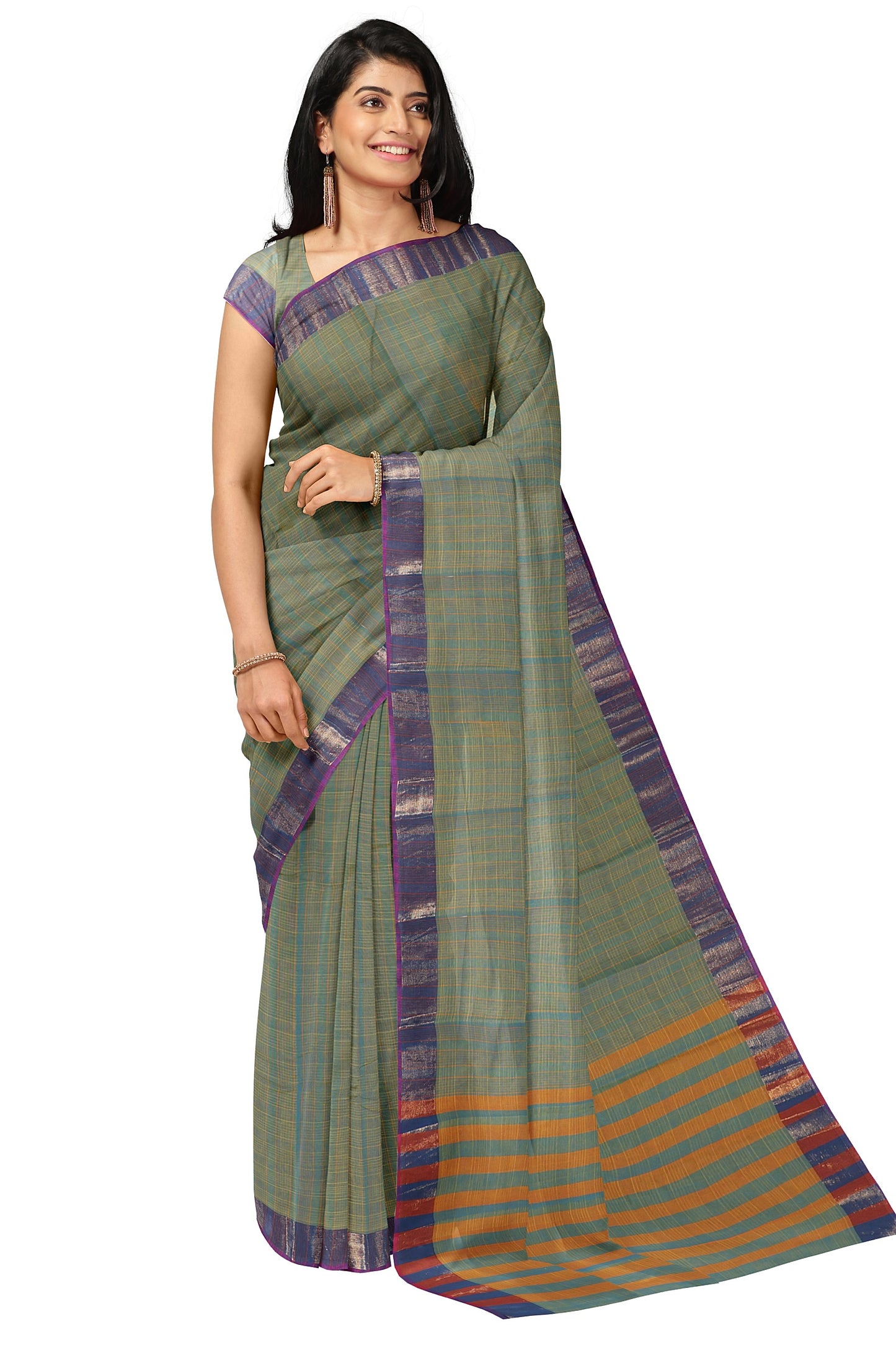 SENSAN Women’s Kanchi Cotton Saree with  Blouse Piece [SKU:105]
