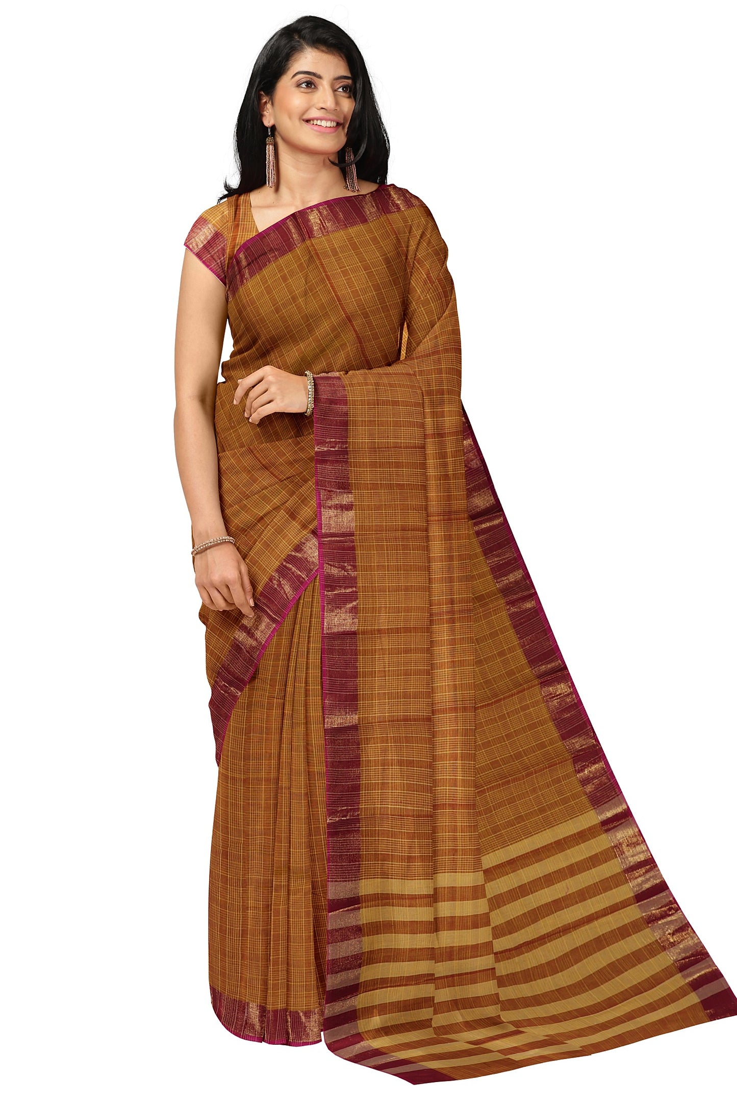SENSAN Women’s Kanchi Cotton Saree with  Blouse Piece [SKU:105]