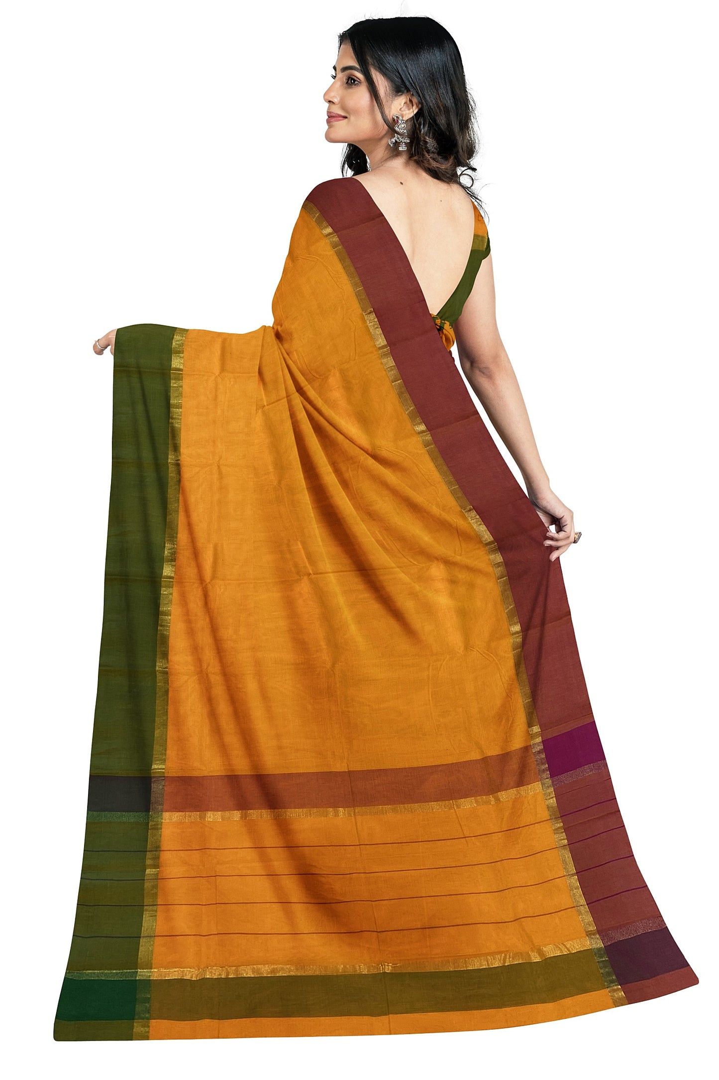 SENSAN Women’s Handloom Kanchi Cotton Saree with Blouse Piece [SKU:430]