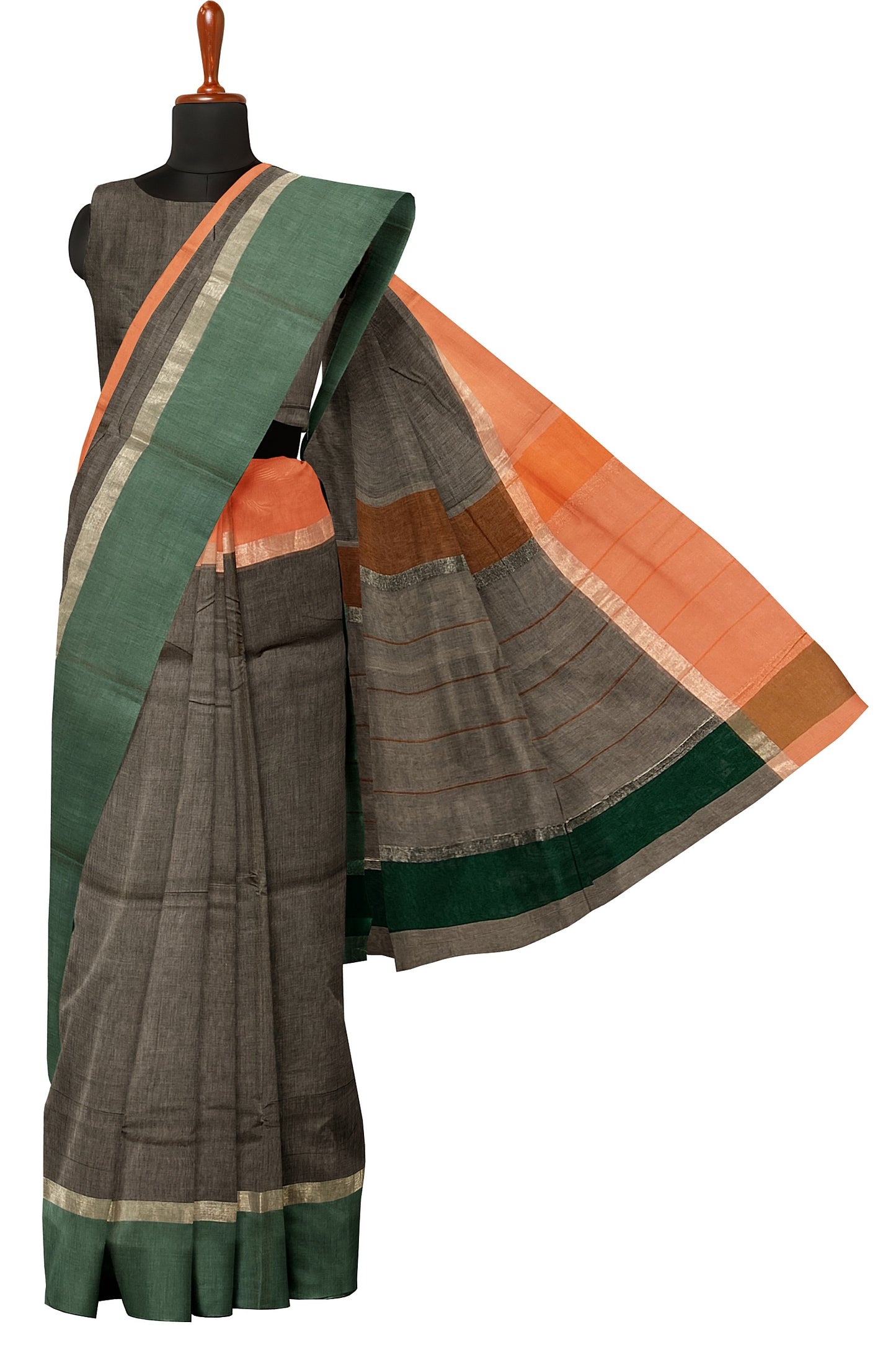 SENSAN Women’s Handloom Kanchi Cotton Saree with Blouse Piece [SKU:430]