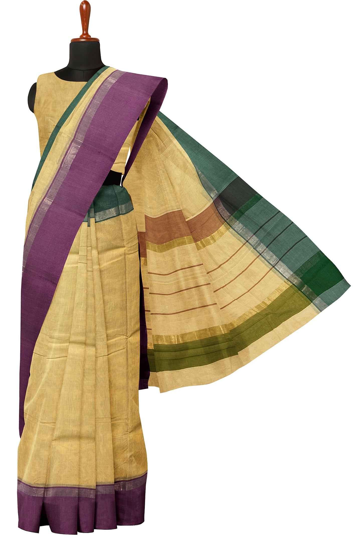 SENSAN Women’s Handloom Kanchi Cotton Saree with Blouse Piece [SKU:430]