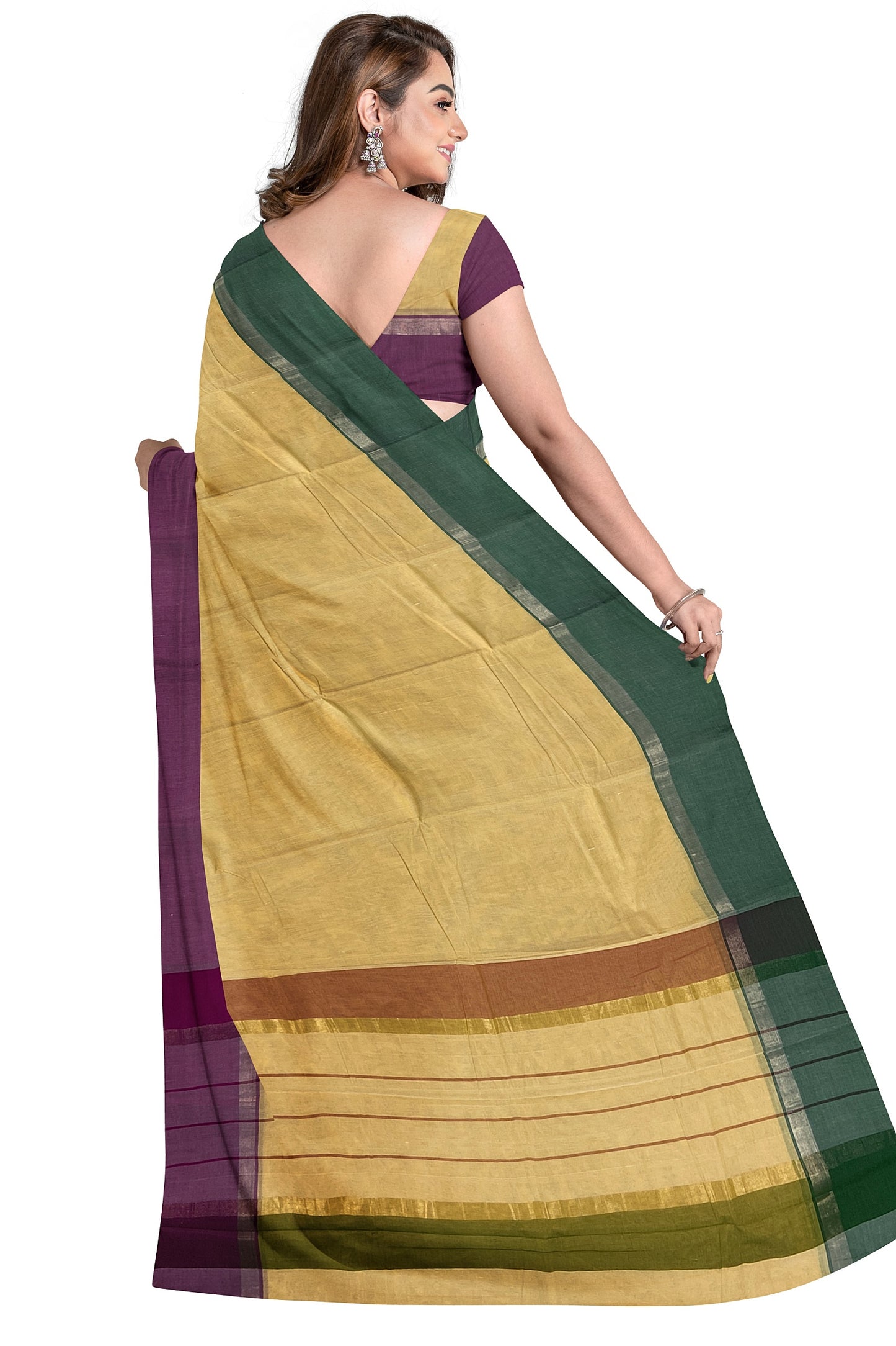 SENSAN Women’s Handloom Kanchi Cotton Saree with Blouse Piece [SKU:430]