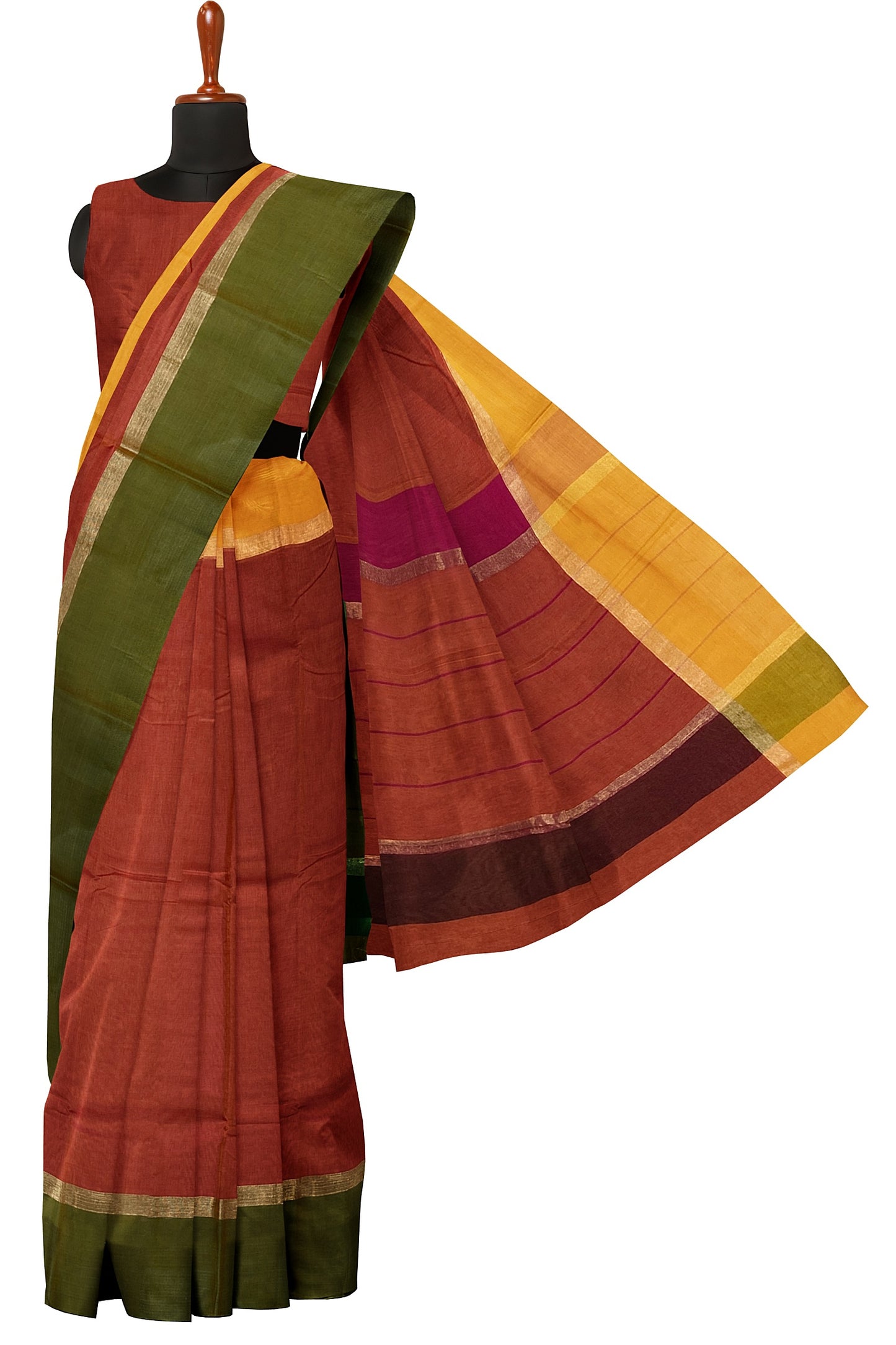 SENSAN Women’s Handloom Kanchi Cotton Saree with Blouse Piece [SKU:430]