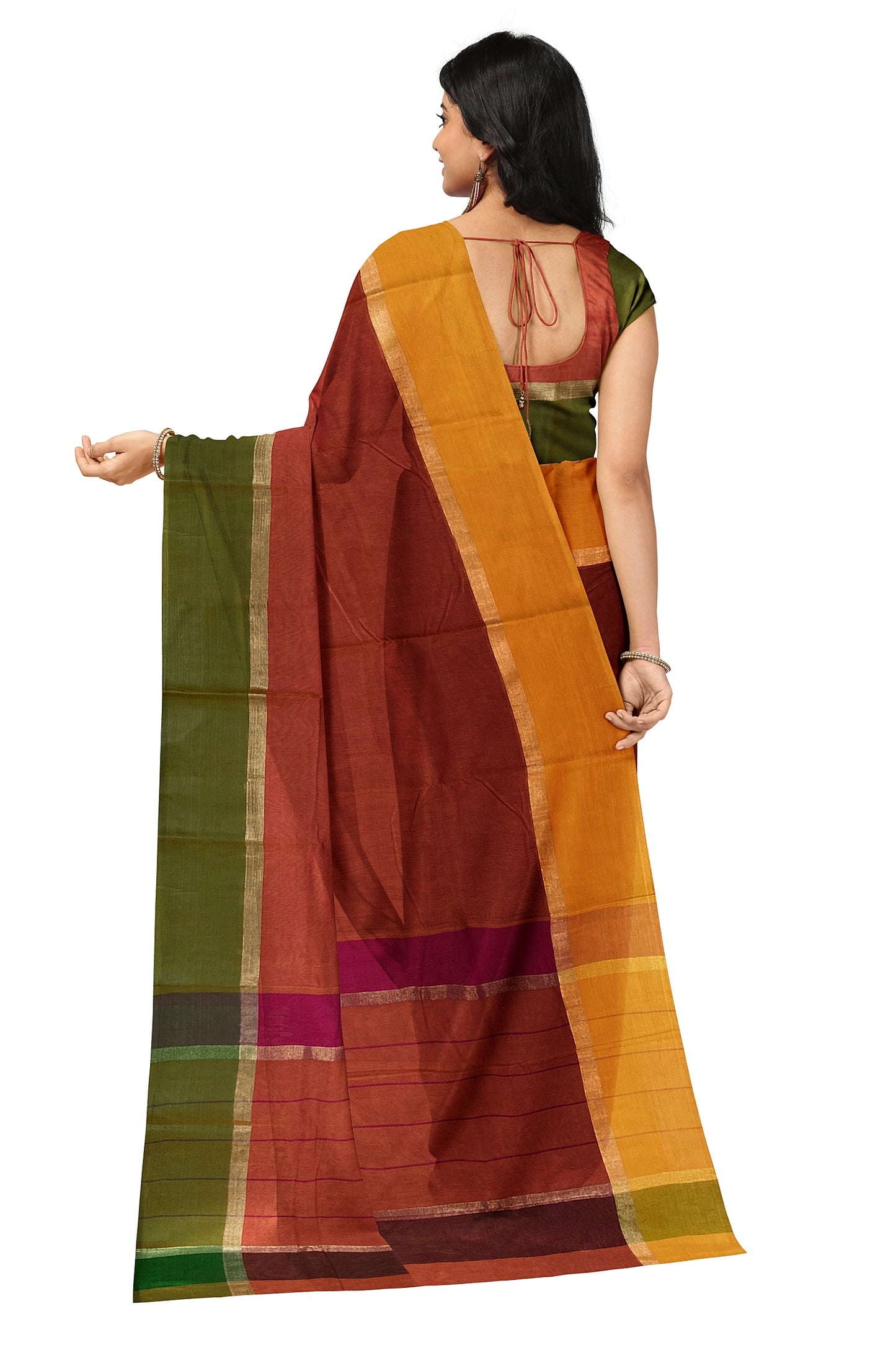 SENSAN Women’s Handloom Kanchi Cotton Saree with Blouse Piece [SKU:430]