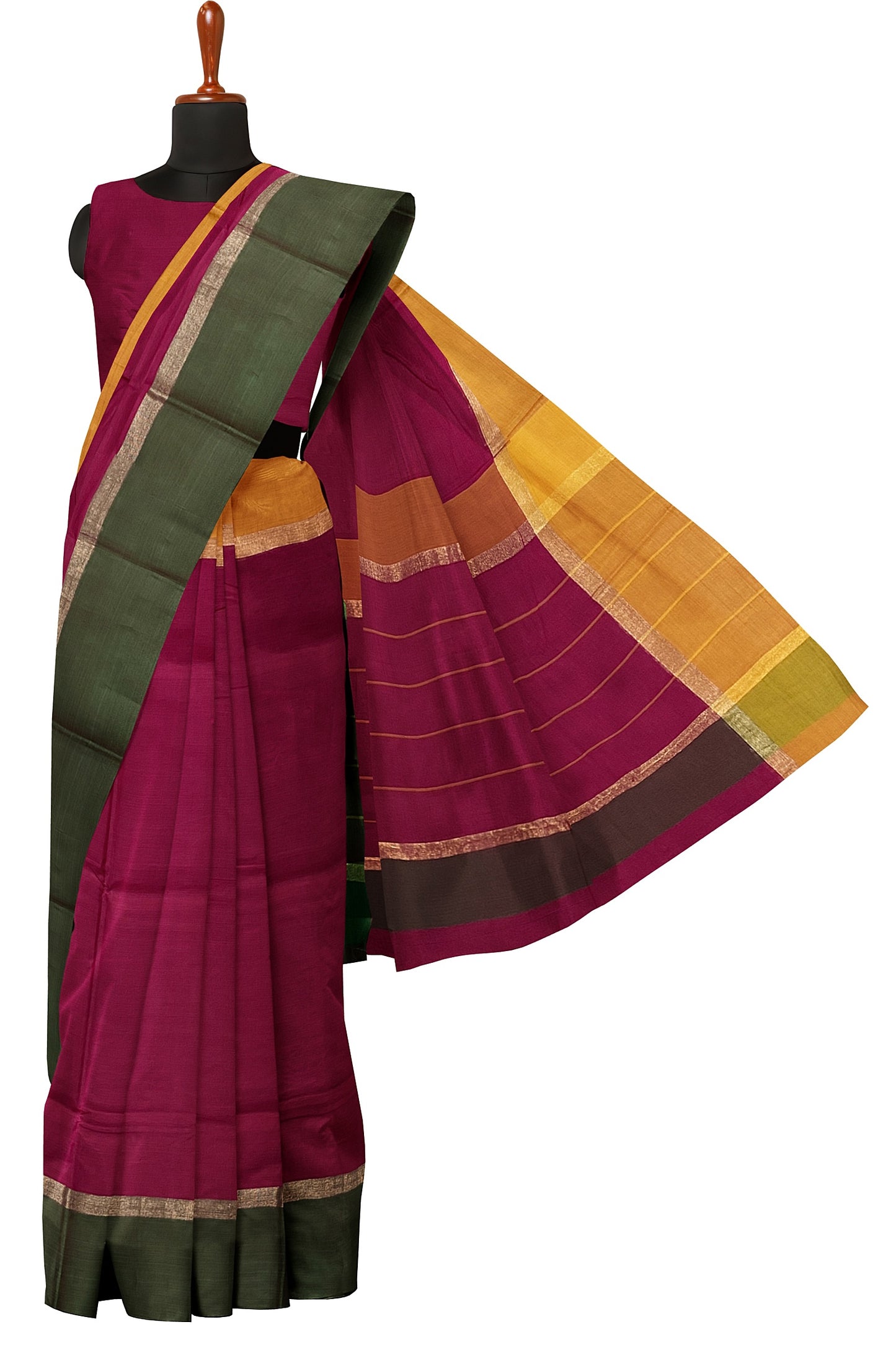 SENSAN Women’s Handloom Kanchi Cotton Saree with Blouse Piece [SKU:430]
