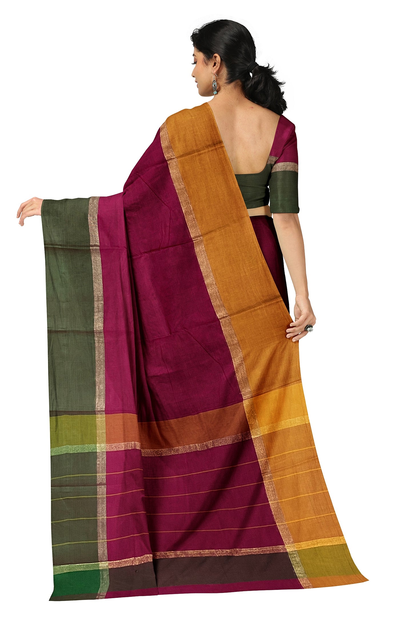 SENSAN Women’s Handloom Kanchi Cotton Saree with Blouse Piece [SKU:430]