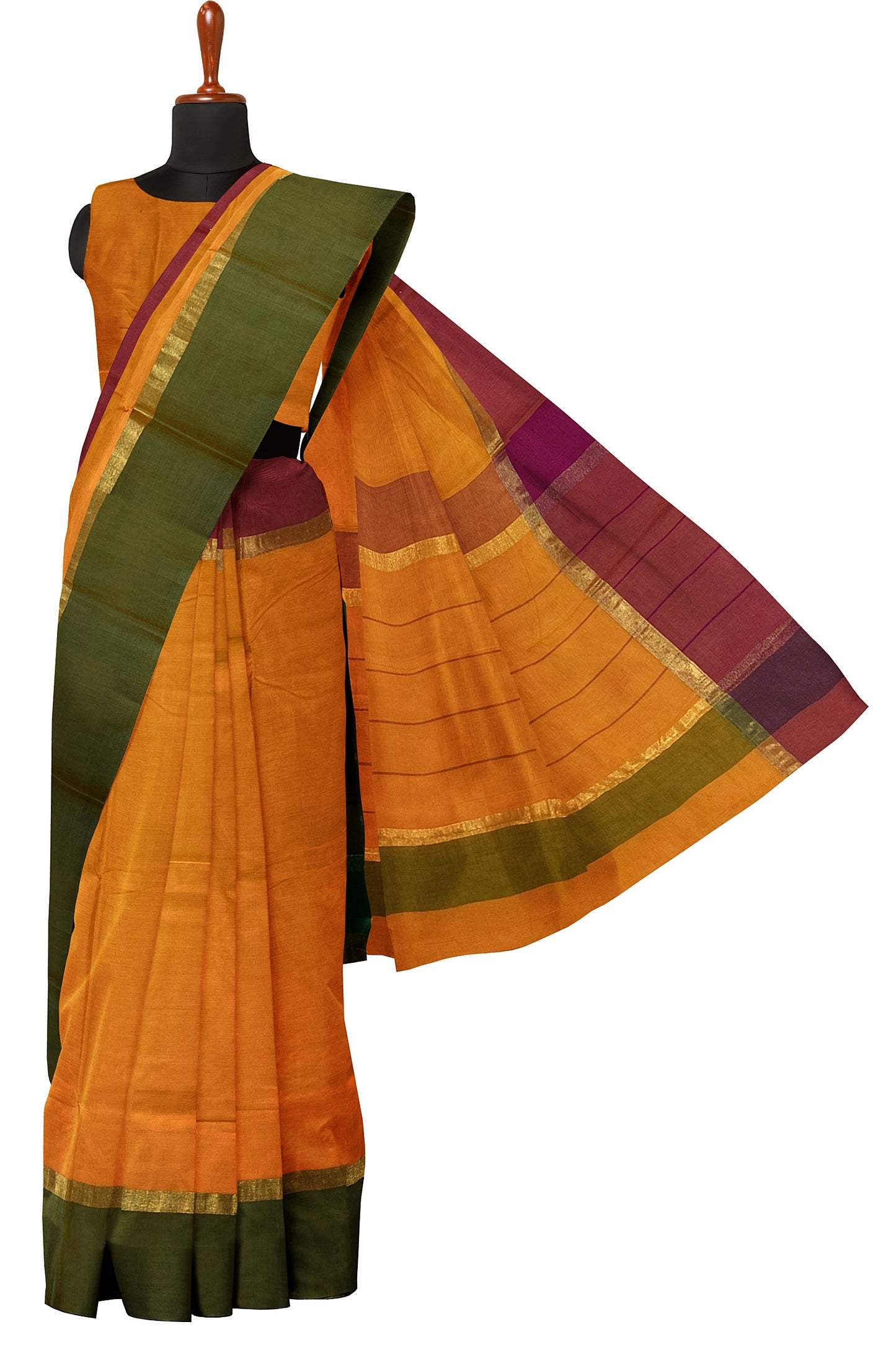 SENSAN Women’s Handloom Kanchi Cotton Saree with Blouse Piece [SKU:430]