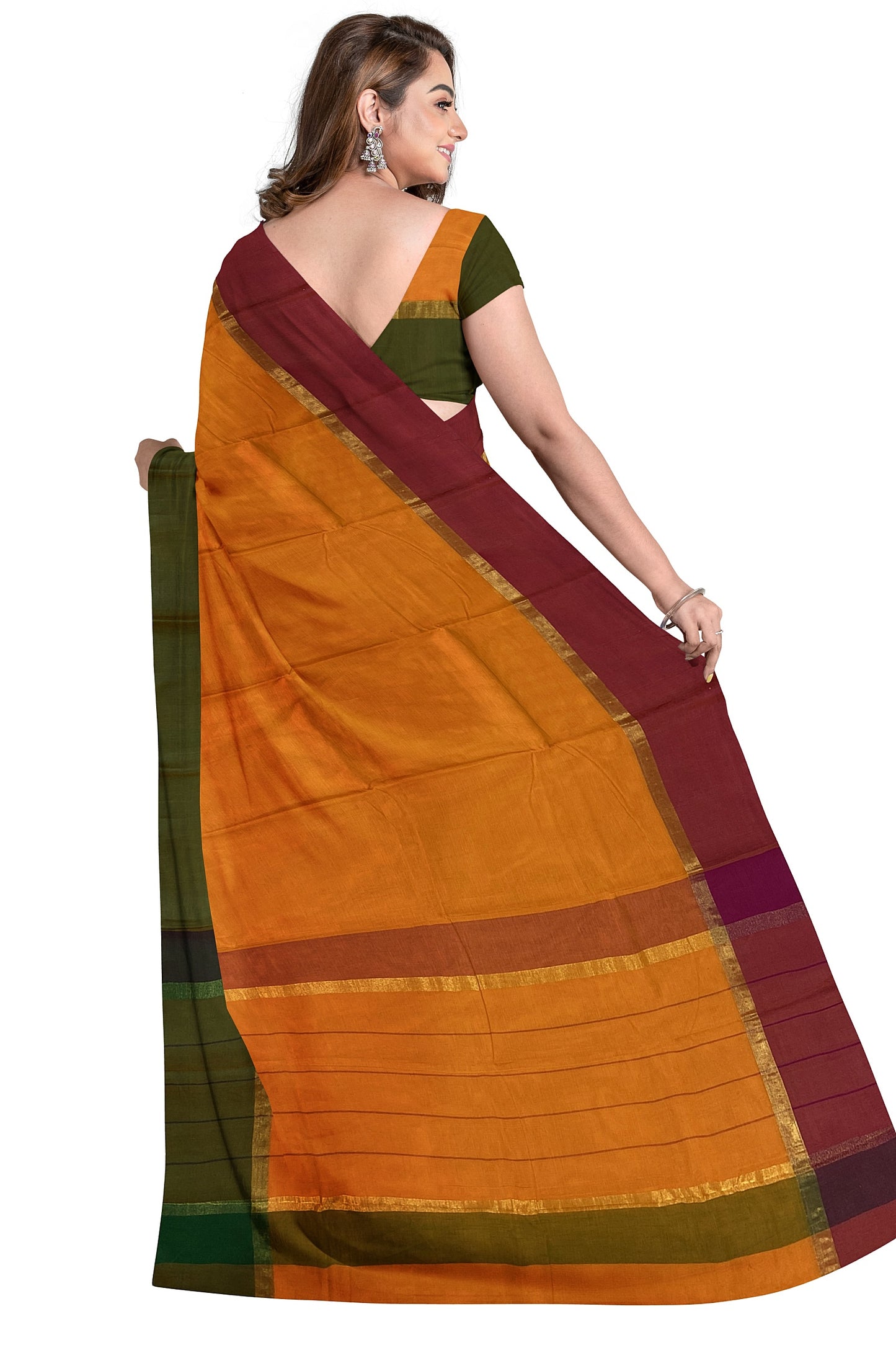 SENSAN Women’s Handloom Kanchi Cotton Saree with Blouse Piece [SKU:430]
