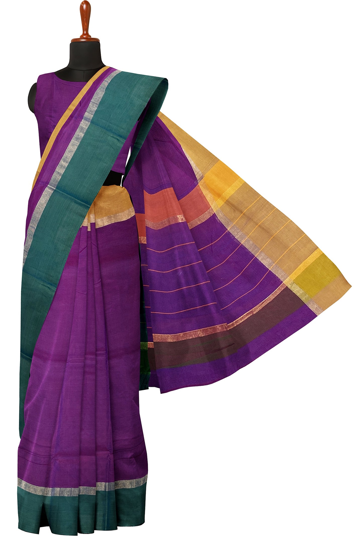 SENSAN Women’s Handloom Kanchi Cotton Saree with Blouse Piece [SKU:430]